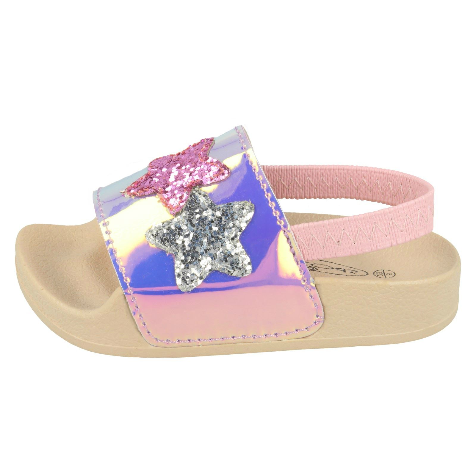 Girls Spot On Slingback Sliders 'With Glitter Star Design' - Picture 8 of 19