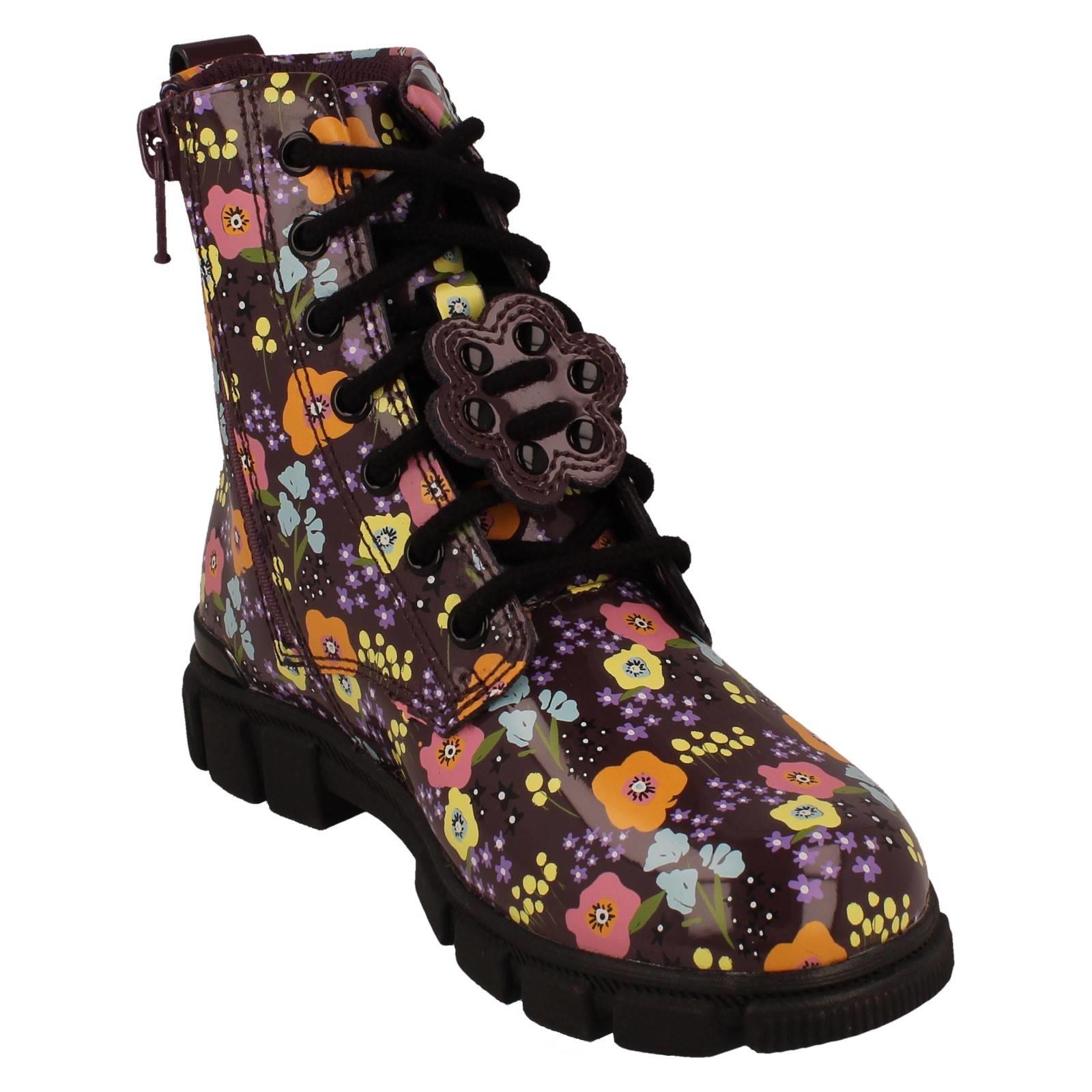Girls Clarks Floral Pattern Ankle Boots Evyn Top K - Picture 8 of 10