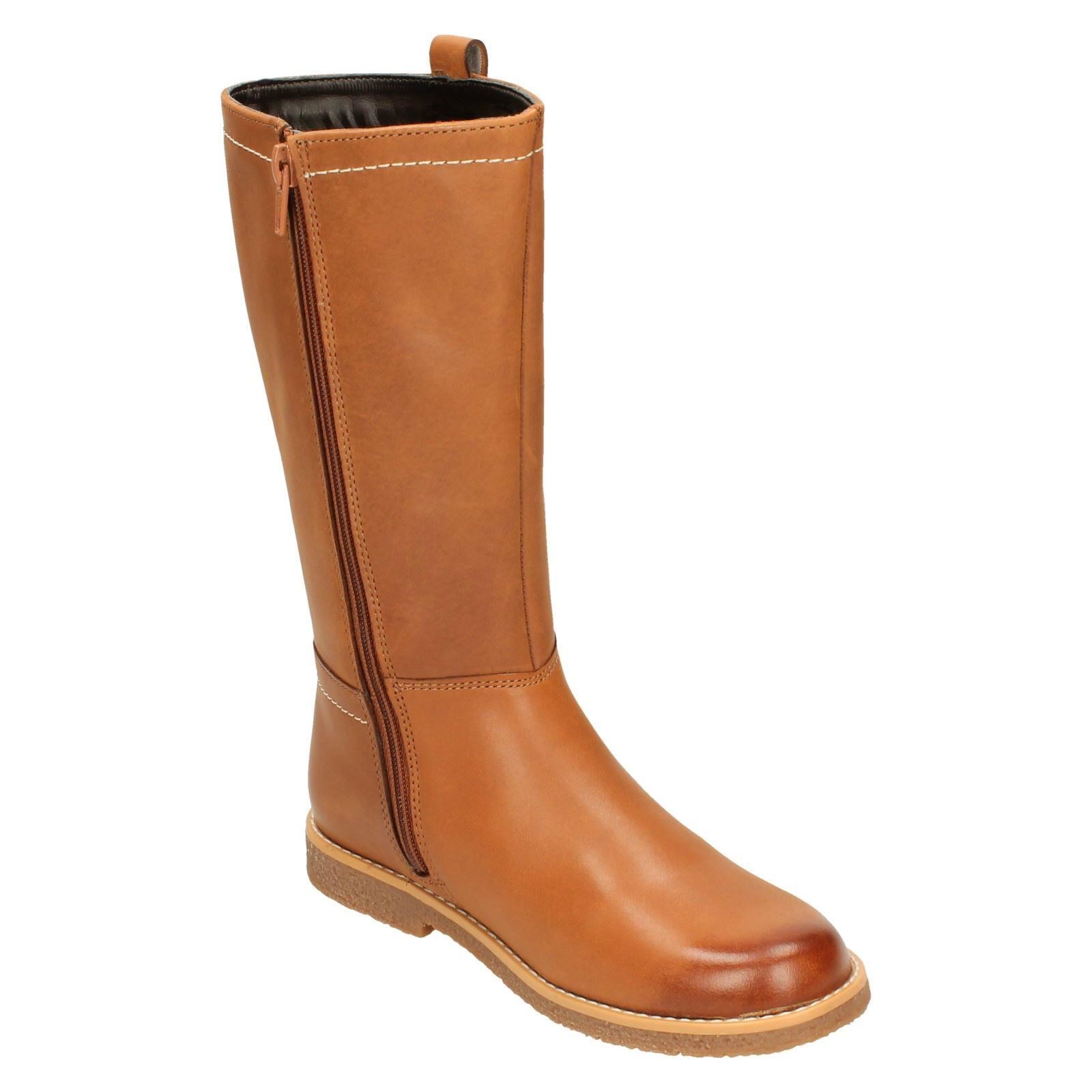 Girls Clarks Calf High Casual Boots BNIB CLARKS GIRLS Tildy Grace Light Tan