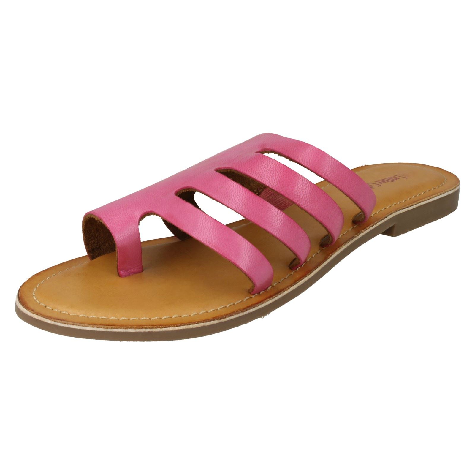 Damen Leder Kollektion Slipper Flache Riemchen Sandalen - Bild 11 von 46