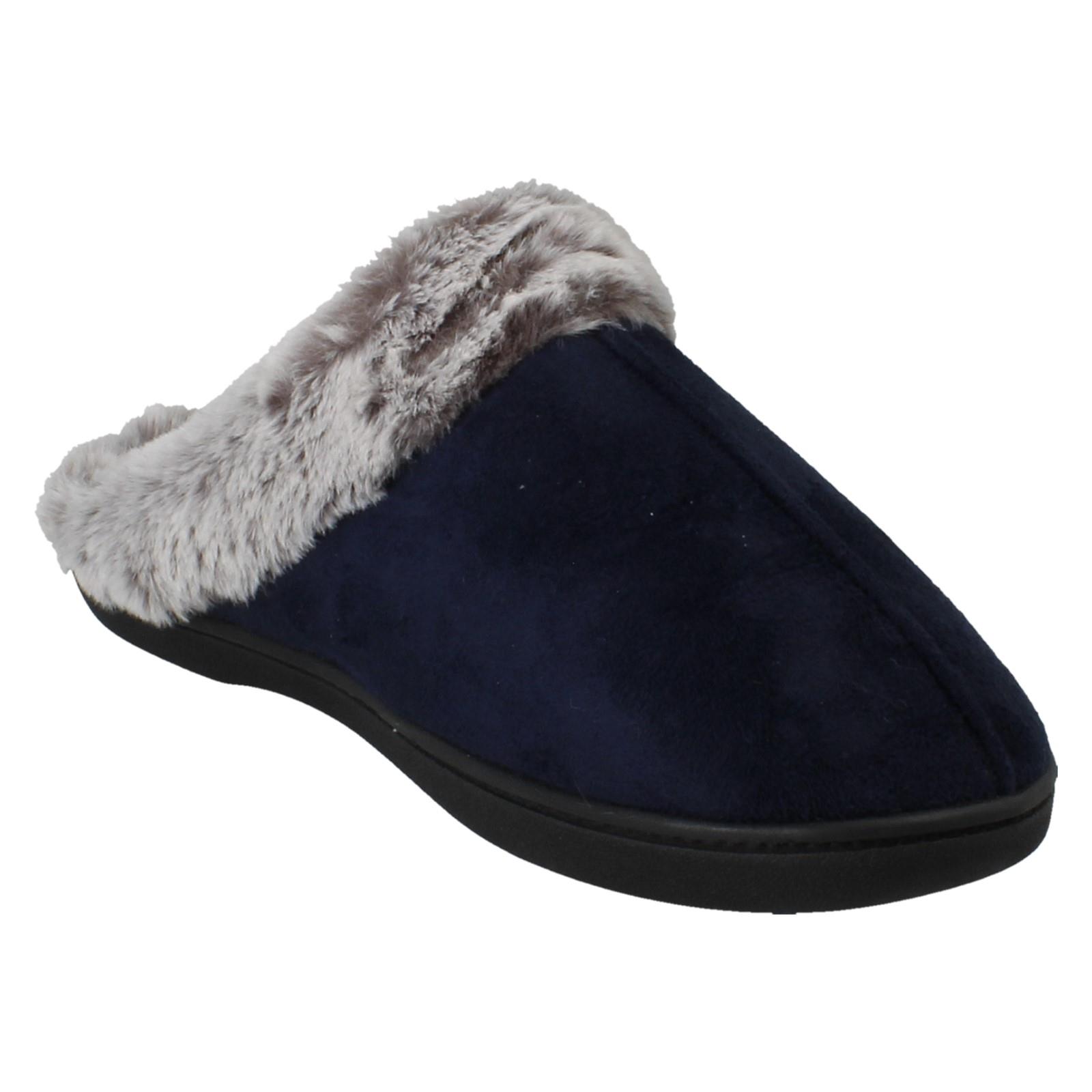 Laddies Padders Fur Lined Machine Washable Wide Fit Mule Slippers Florrie - Picture 8 of 19
