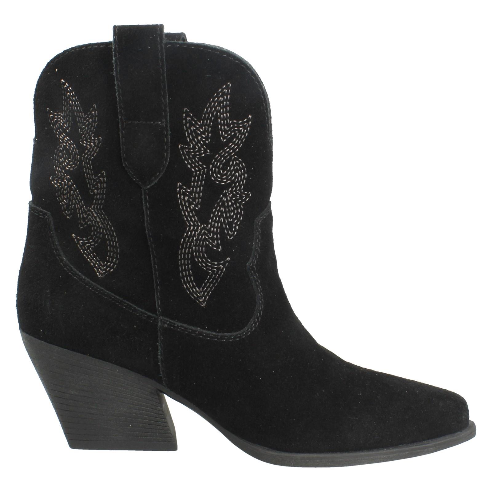 Ladies Spot On Leather Slip On Cowboy Boots F5R1248 - Picture 7 of 28