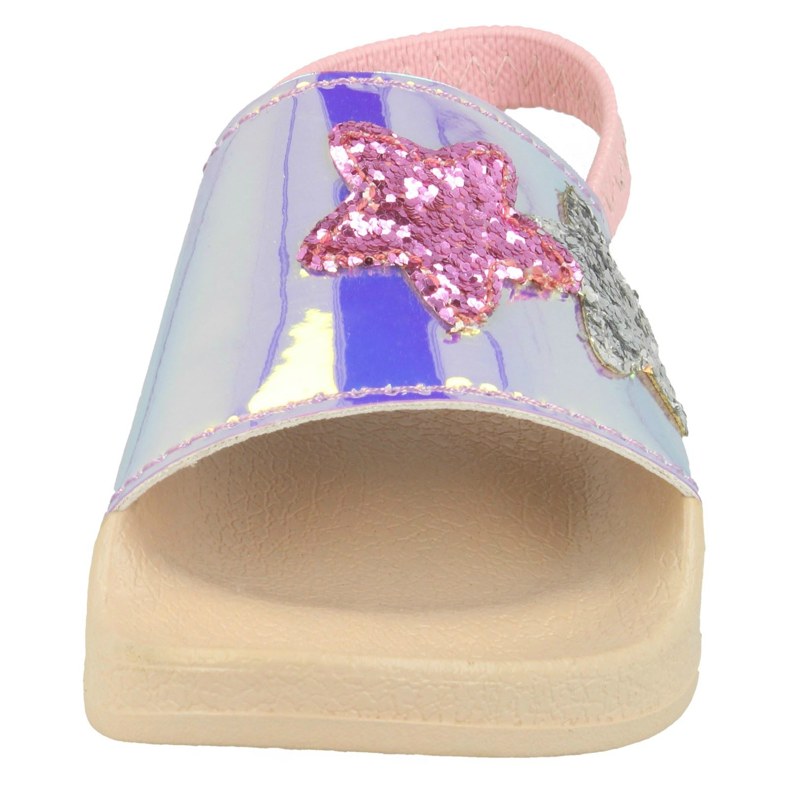 Girls Spot On Slingback Sliders 'With Glitter Star Design' - Picture 6 of 19