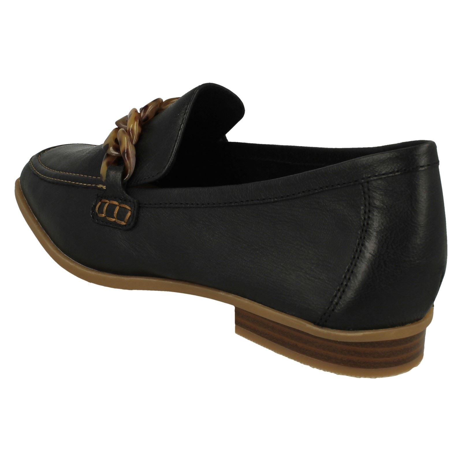 Mujer Clarks Cuero Suave Punta Cuadrada Mocasines Estilo Smart Zapatos: Sarafyna - Picture 4 of 55