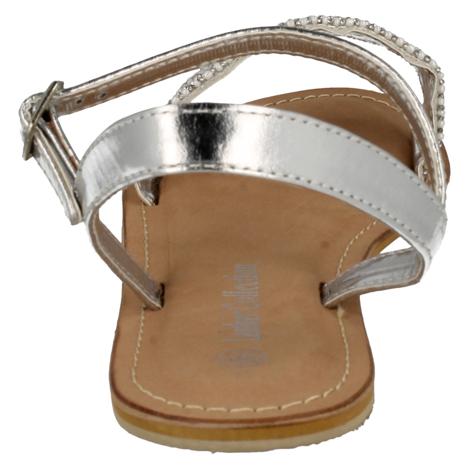 Ladies Spot On Leather Collection Beaded Sandals *F0R896* - Picture 18 of 19
