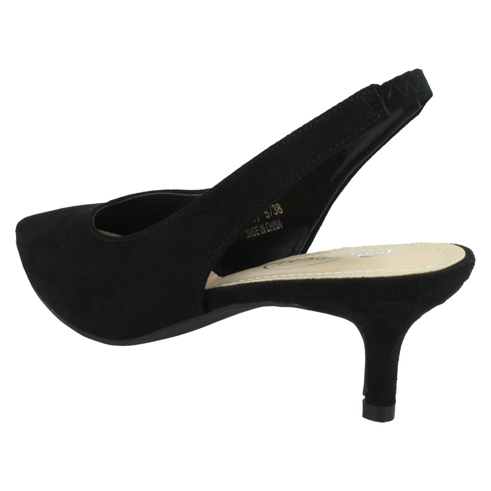 Ladies Spot On Stiletto Slingback Heels With Pointed Toe F9R0111 - Picture 4 of 28