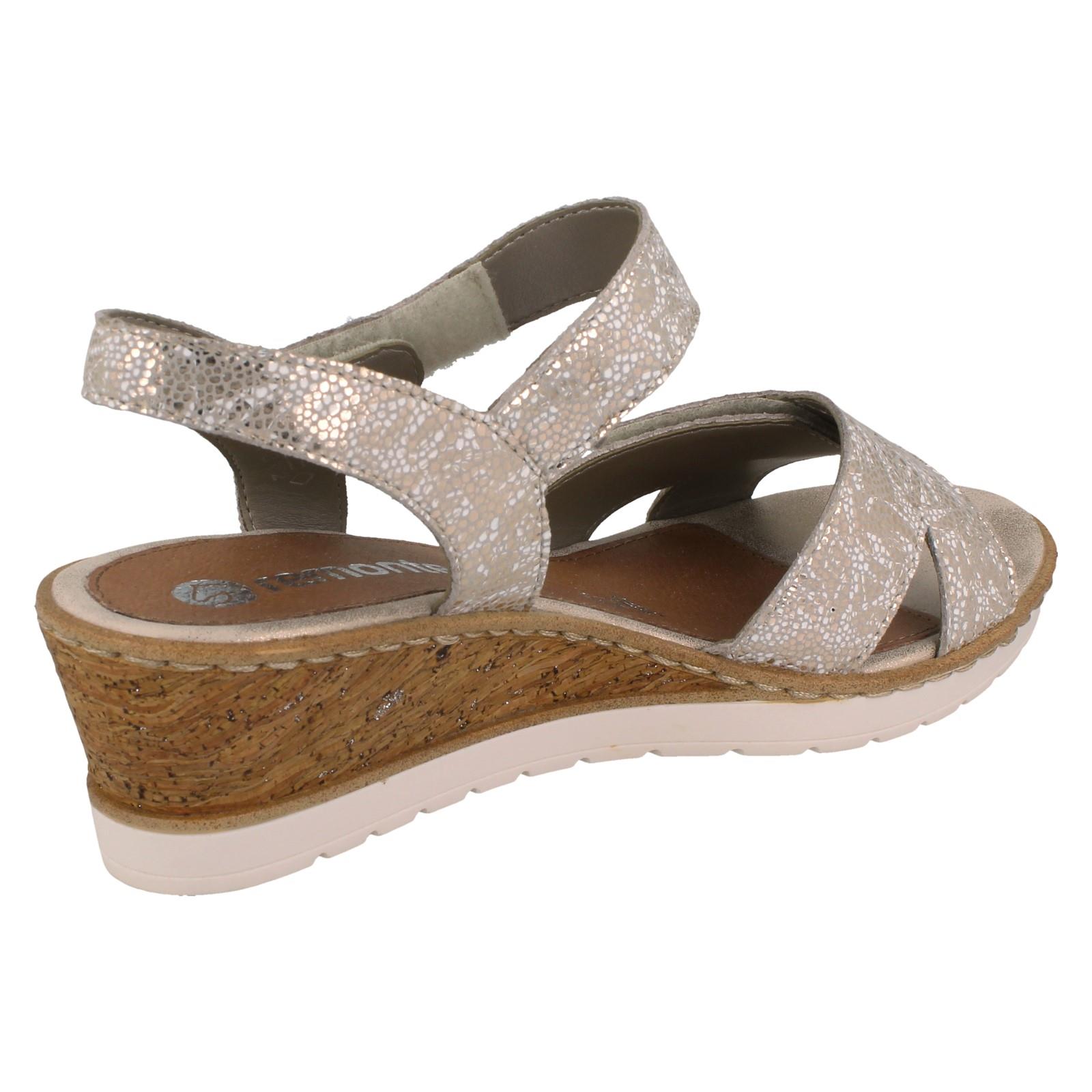 Damen Remonte Metallic Leder Riemchen Keilabsatz Sommer Sandalen "R6252" - Bild 6 von 10