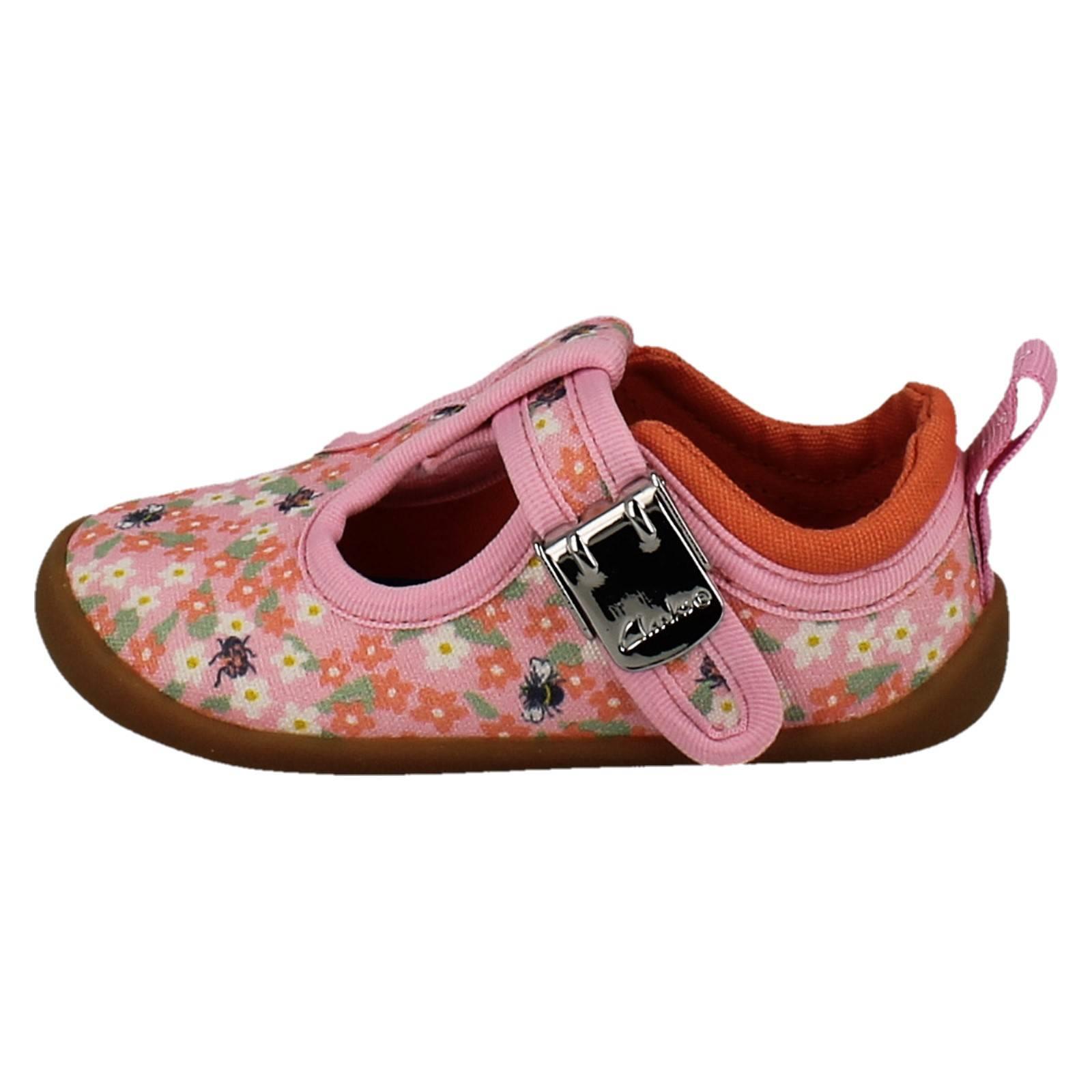 Girls Clarks Canvas T-Bar Roamer Bloom T - Picture 3 of 10