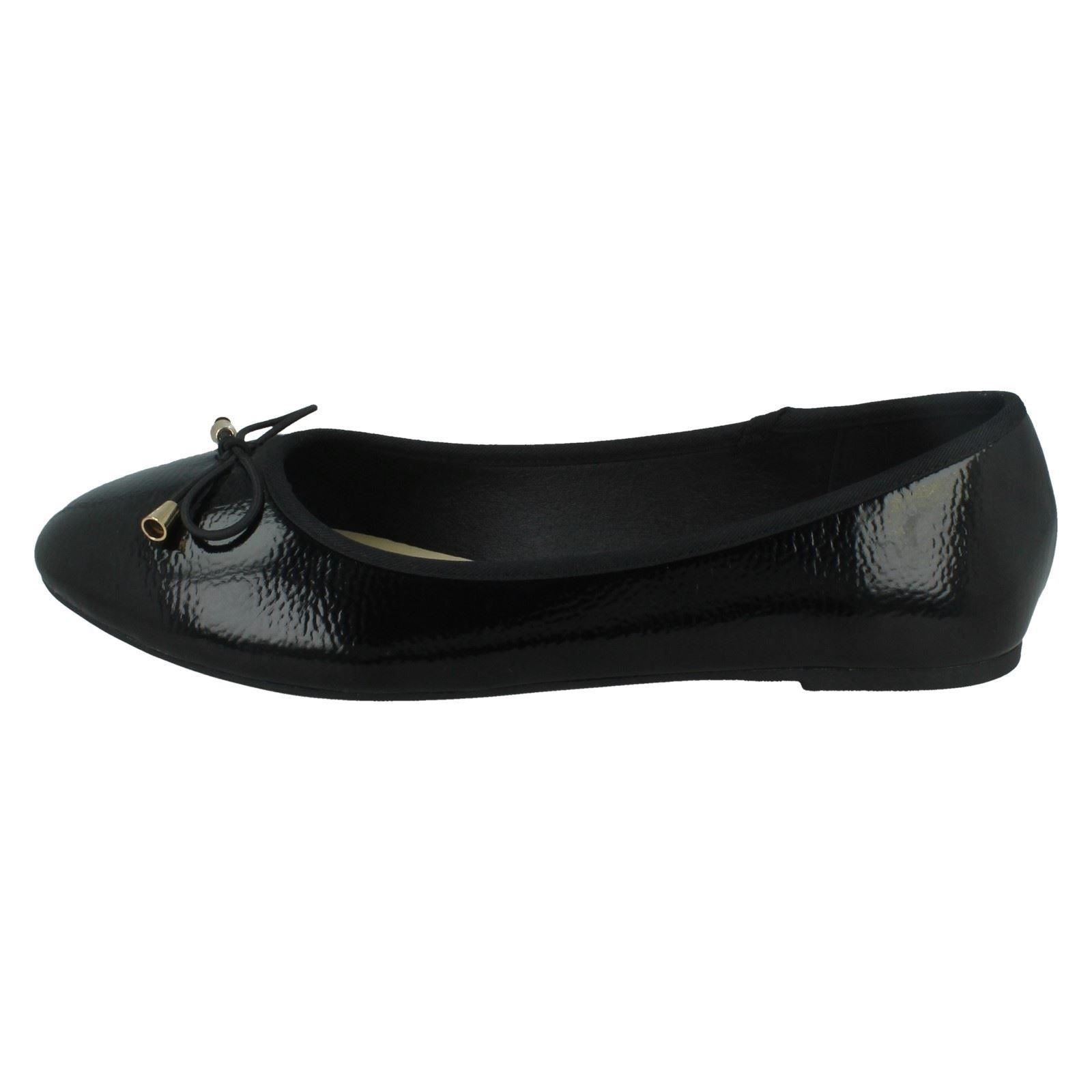 Ladies Spot On Bow Trim Ballerina Shoes - Picture 4 of 37