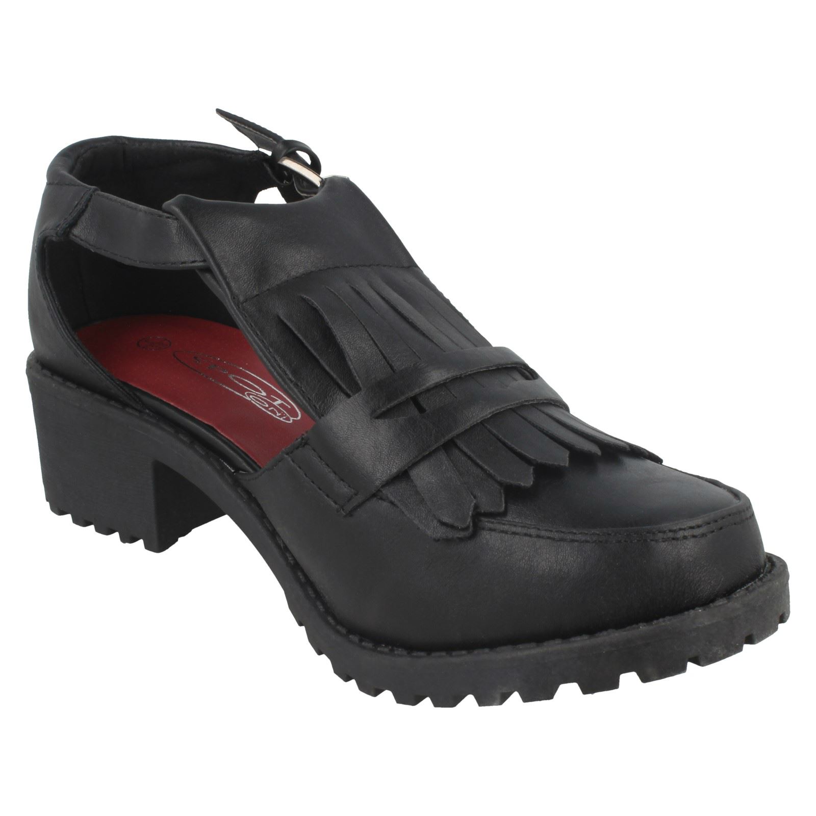 Ladies Spot On Synthetic Buckle Strap Shoes - Picture 8 of 19