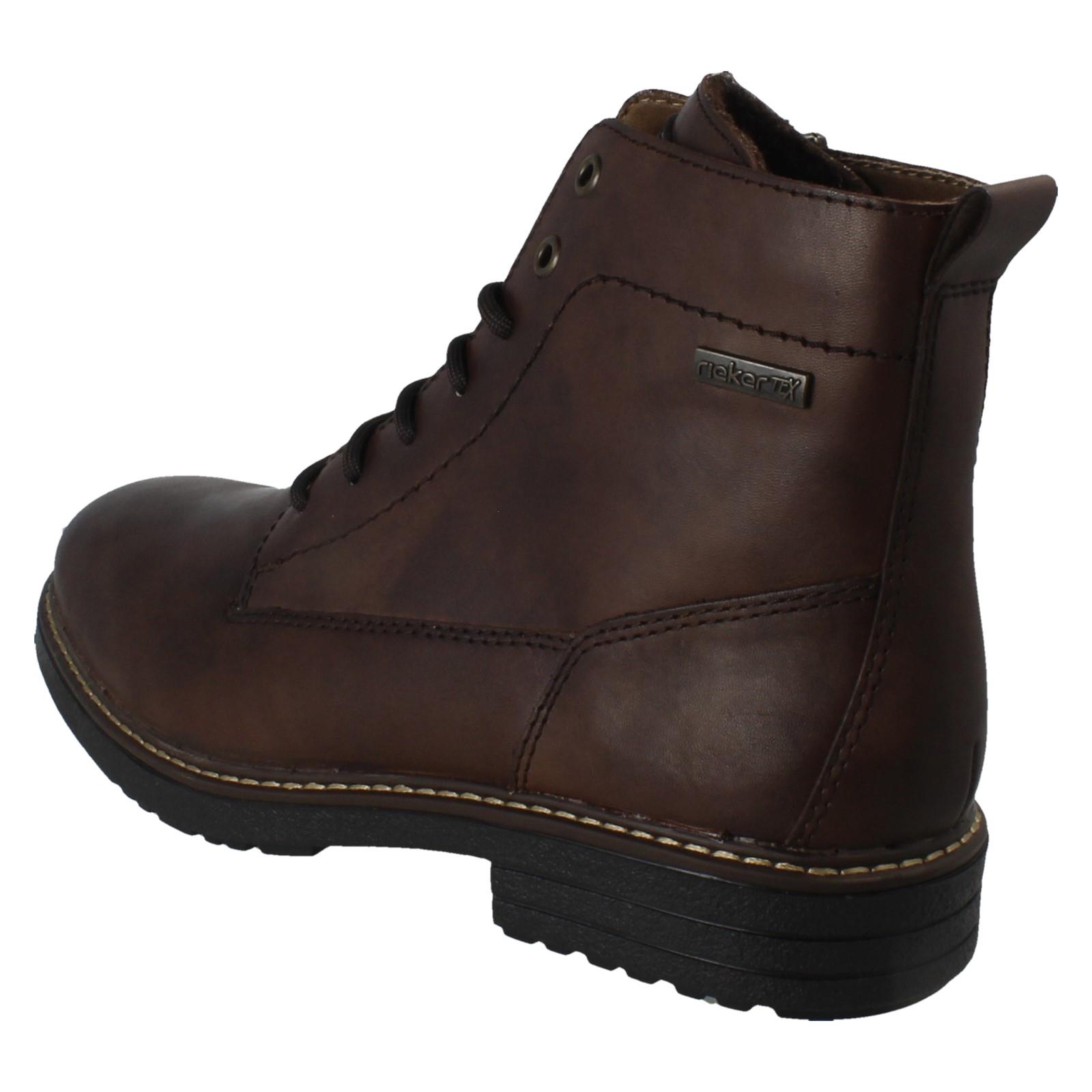 Mens Rieker Combat Zip & Lace Fastening Fleece Lined R-Tex Ankle Boots *33143* - Picture 6 of 10