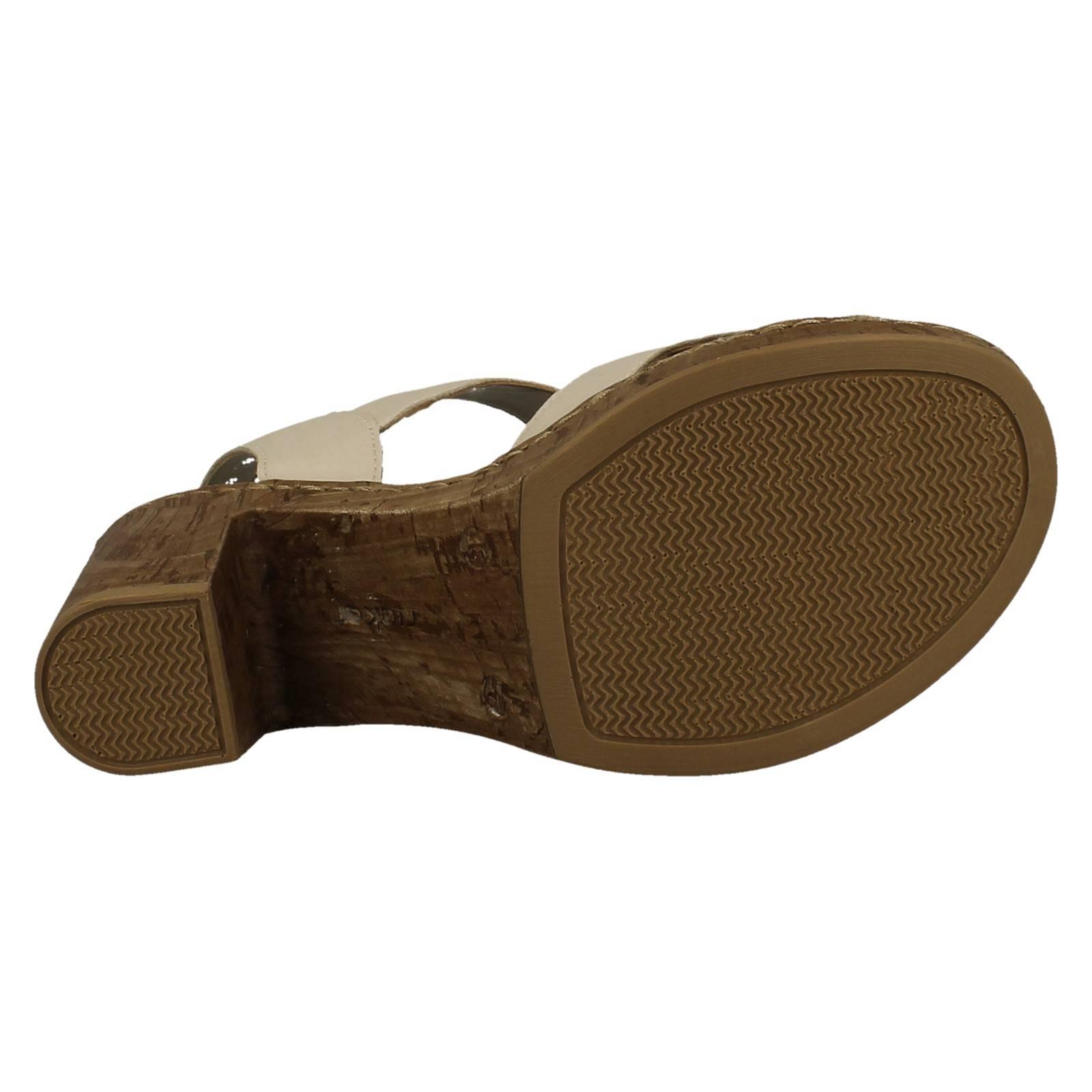 Ladies Rieker Block Heeled Summer Sandal Strap Fastening With Faux Buckle, 66876 - Picture 10 of 19