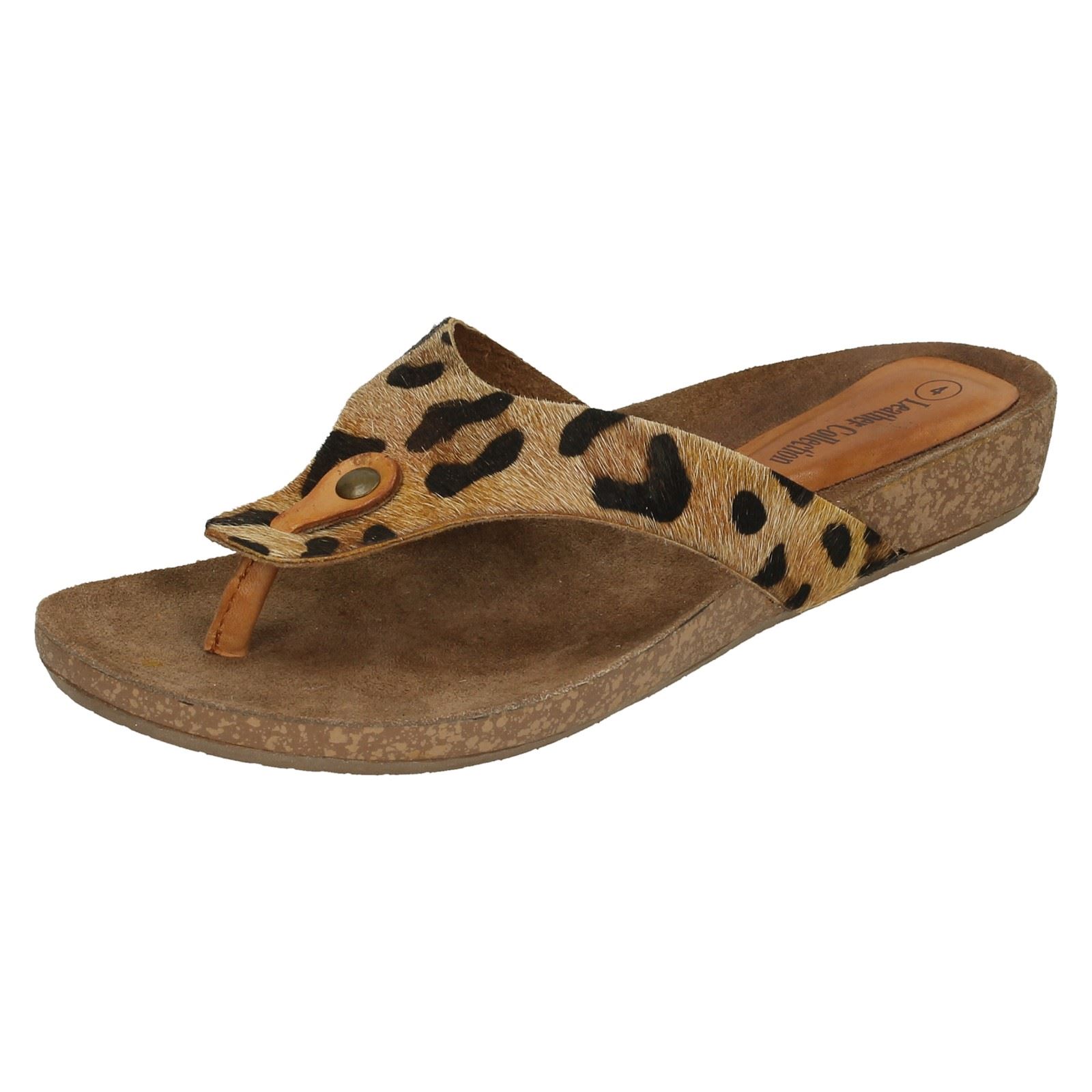 Ladies Leather Collection Casual Toe - Post Sandals - Picture 20 of 37