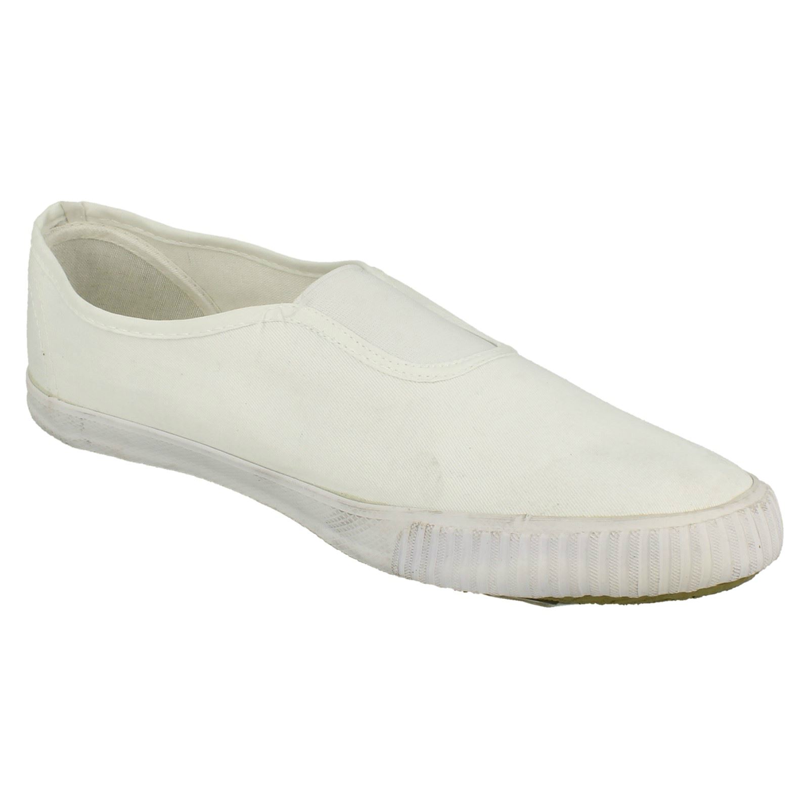 Jungen Kinder Spot On Slip Weiß Schwarz Sportschuhe Canvas Zwickel Plims - Bild 17 von 19