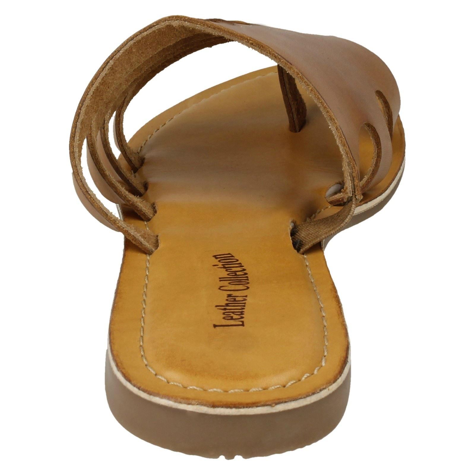 Damen Leder Kollektion Slipper Flache Riemchen Sandalen - Bild 31 von 46