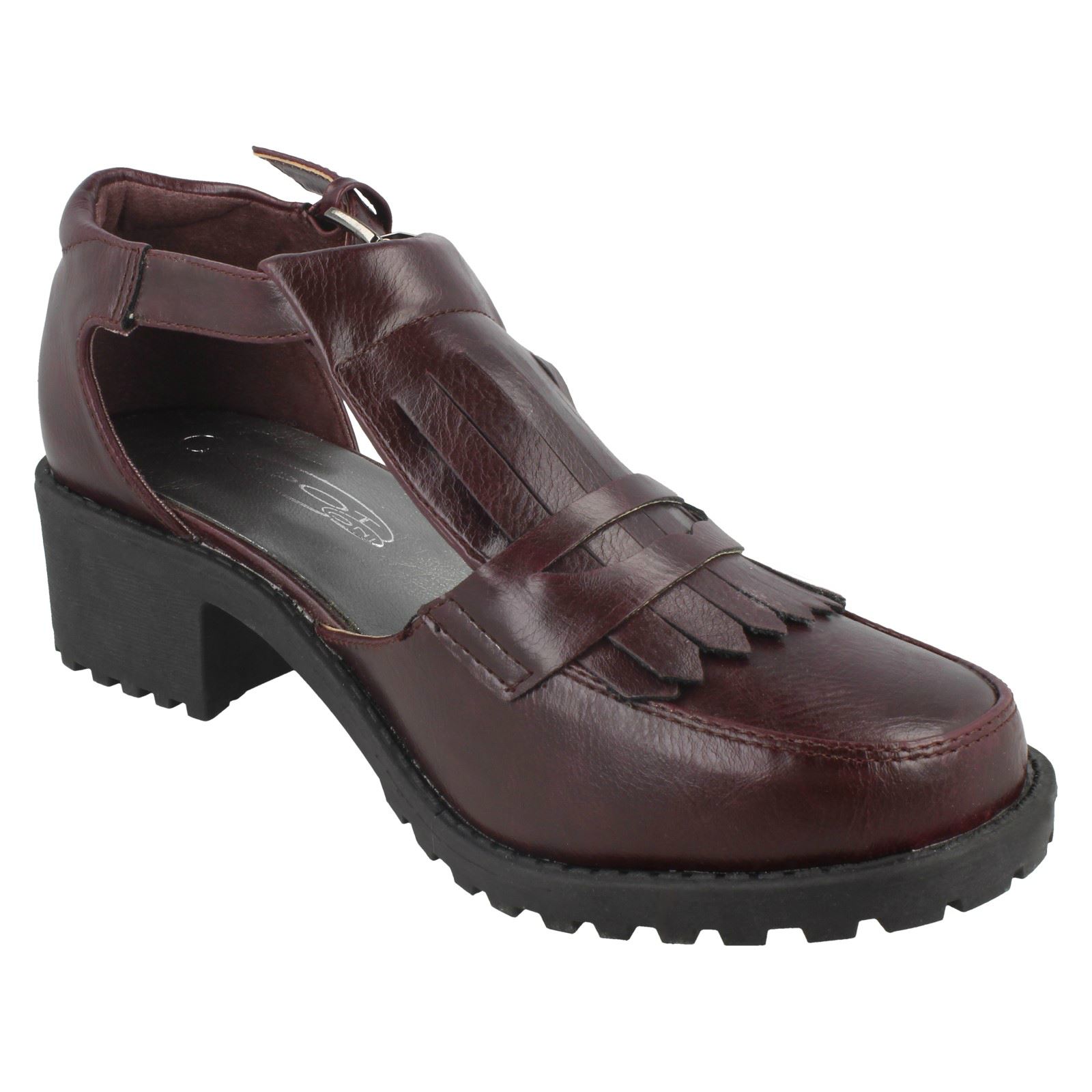 Ladies Spot On Synthetic Buckle Strap Shoes - Picture 17 of 19