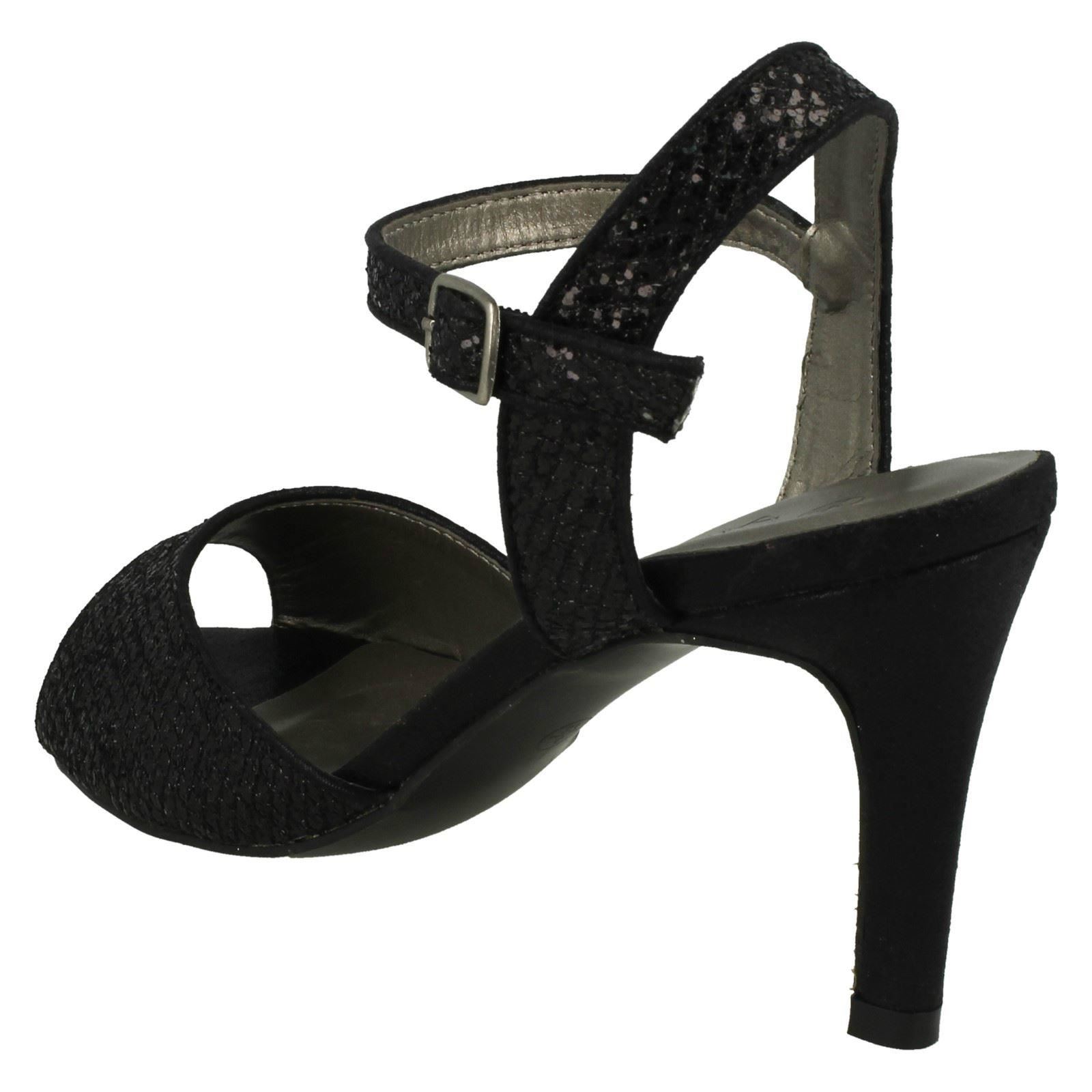 Anne Michelle Ladies Glitter Peep Toe Heels - Picture 4 of 28