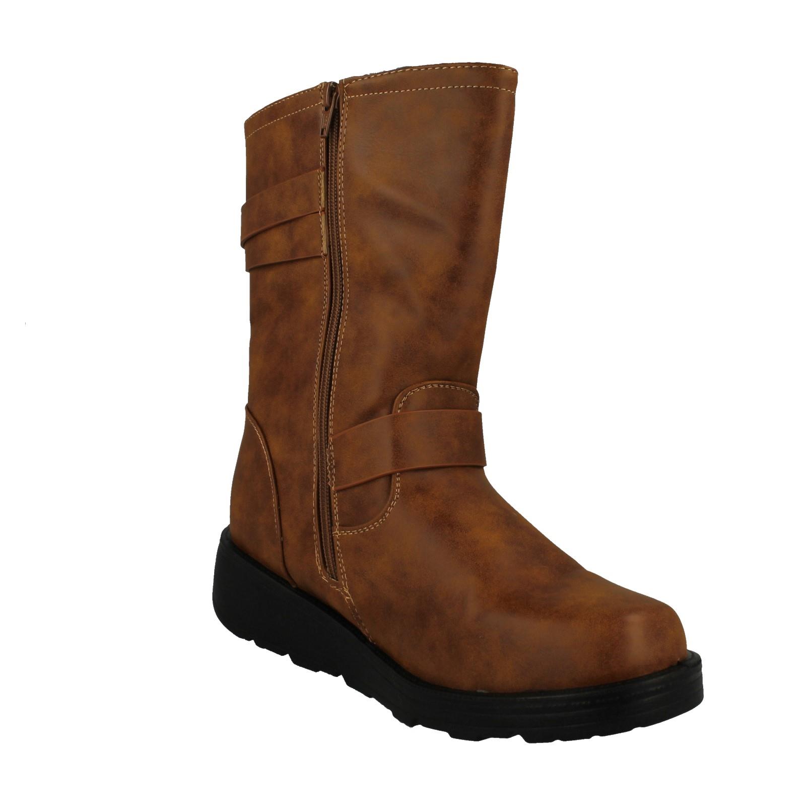 Halbhohe Damenstiefel Spot On Schnallendetail Weite Passform "F5R1200" - Bild 5 von 10