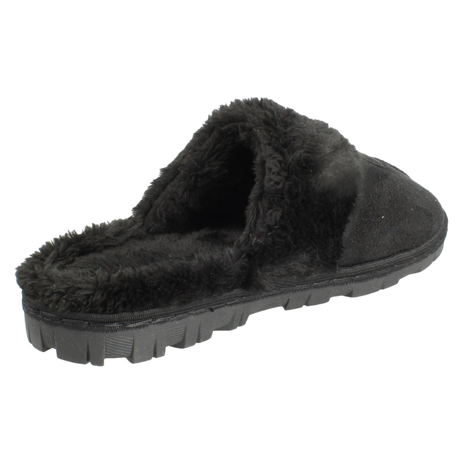 Mujer Spot On Mula Piel Sintética Forrado sin Cordones Ropa Cómoda Pantuflas - Imagen 6 de 46