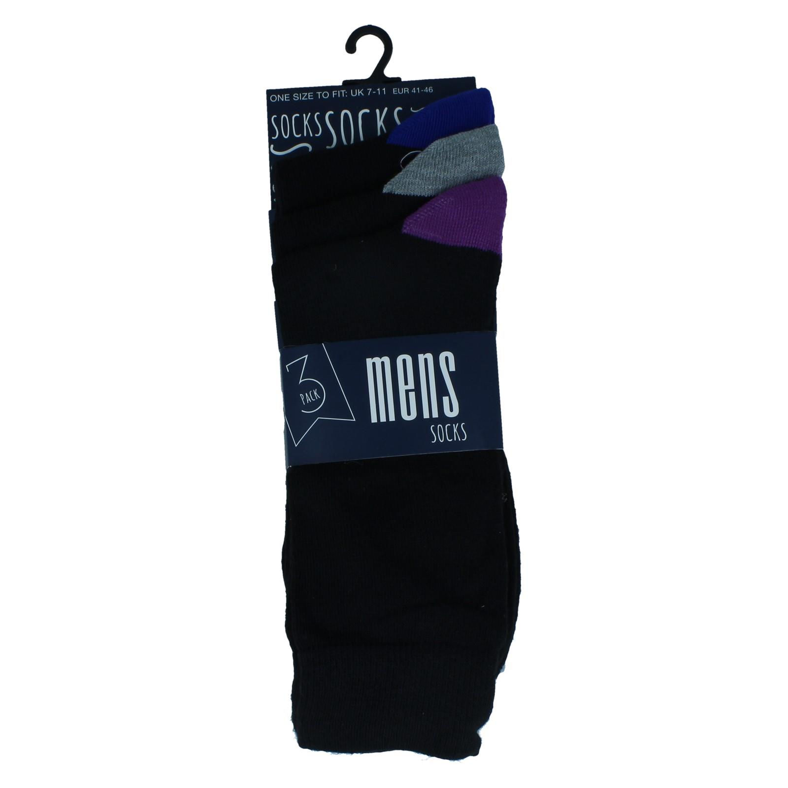 Mens RJM 3 pack Contrast Heel & Toe Socks 'SK173' - Picture 4 of 5