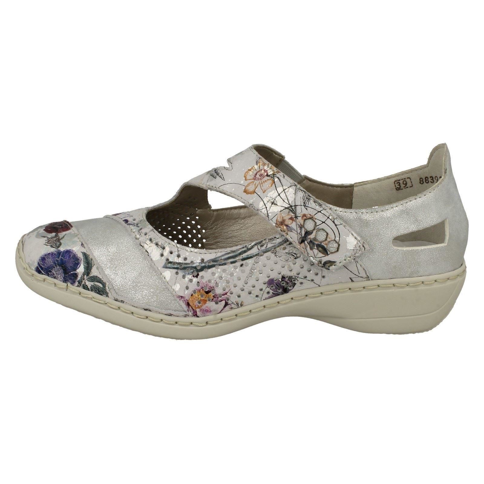 Ladies Rieker Sqaured Toe Casual Everyday Hook & Loop Leather Shoes 41346 - Picture 3 of 10