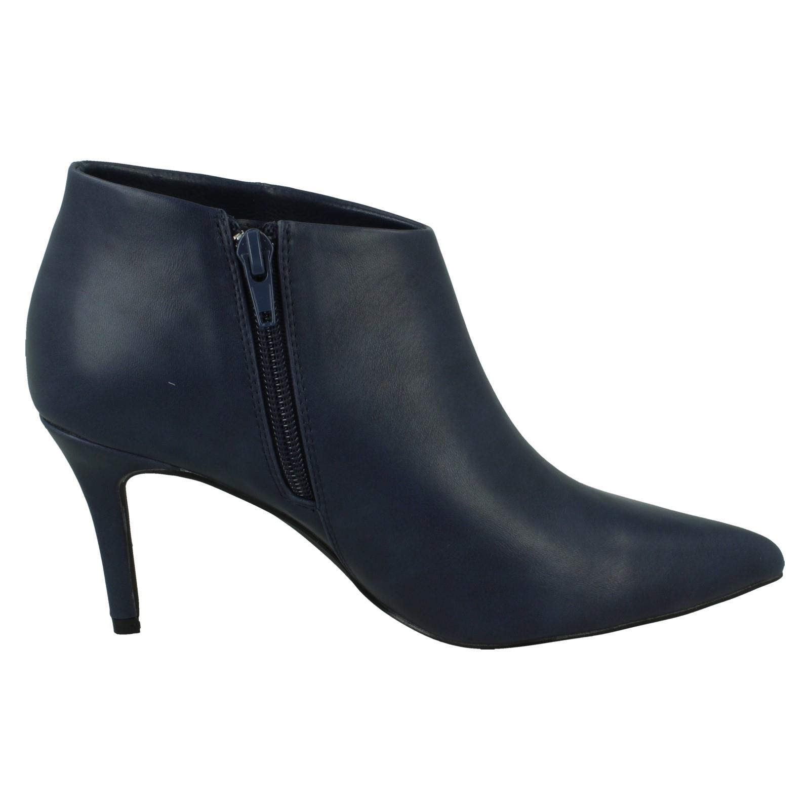 Ladies Spot On High Heel Low Cut Ankle Boot with Metal Heel