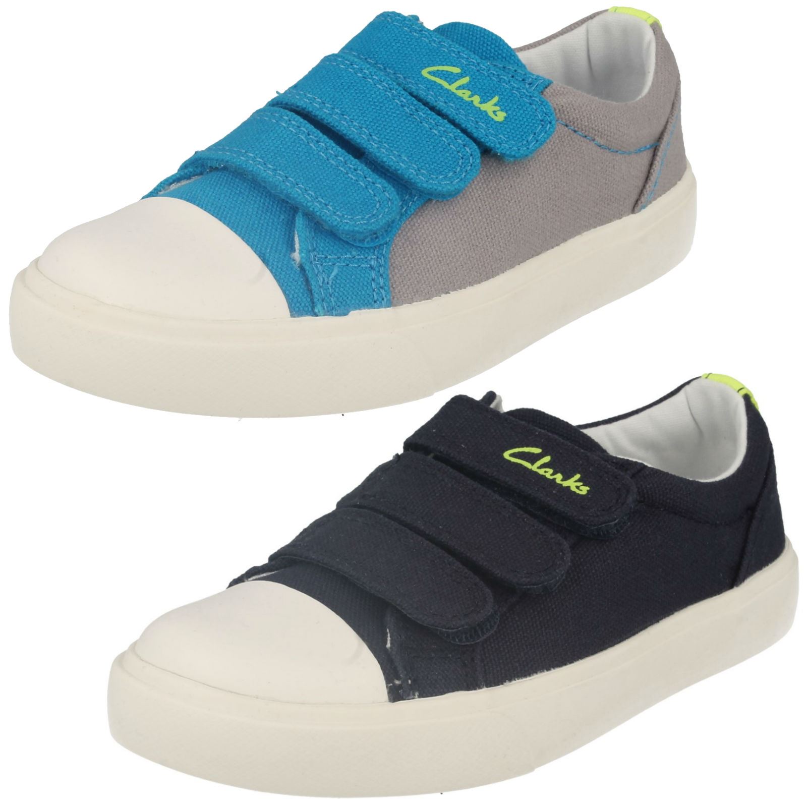 HALCY HIGH BOYS CLARKS RIPTAPE STRAP PLIMSOLLS SUMMER CASUAL CANVAS SHOES PUMPS