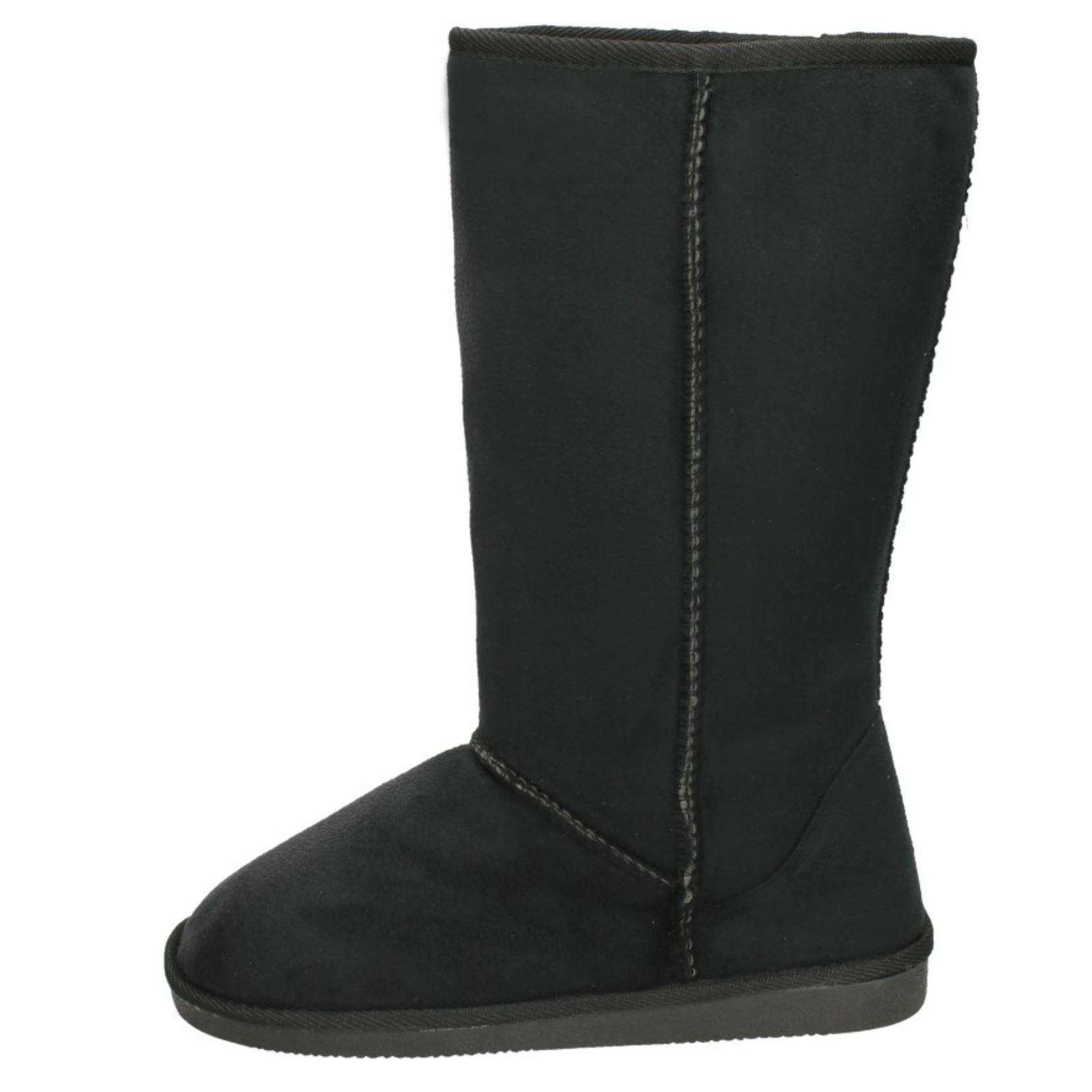GIRLS SPOT ON BLACK MICROFIBRE FAUX FUR LINED BOOTS STYLE GGY35