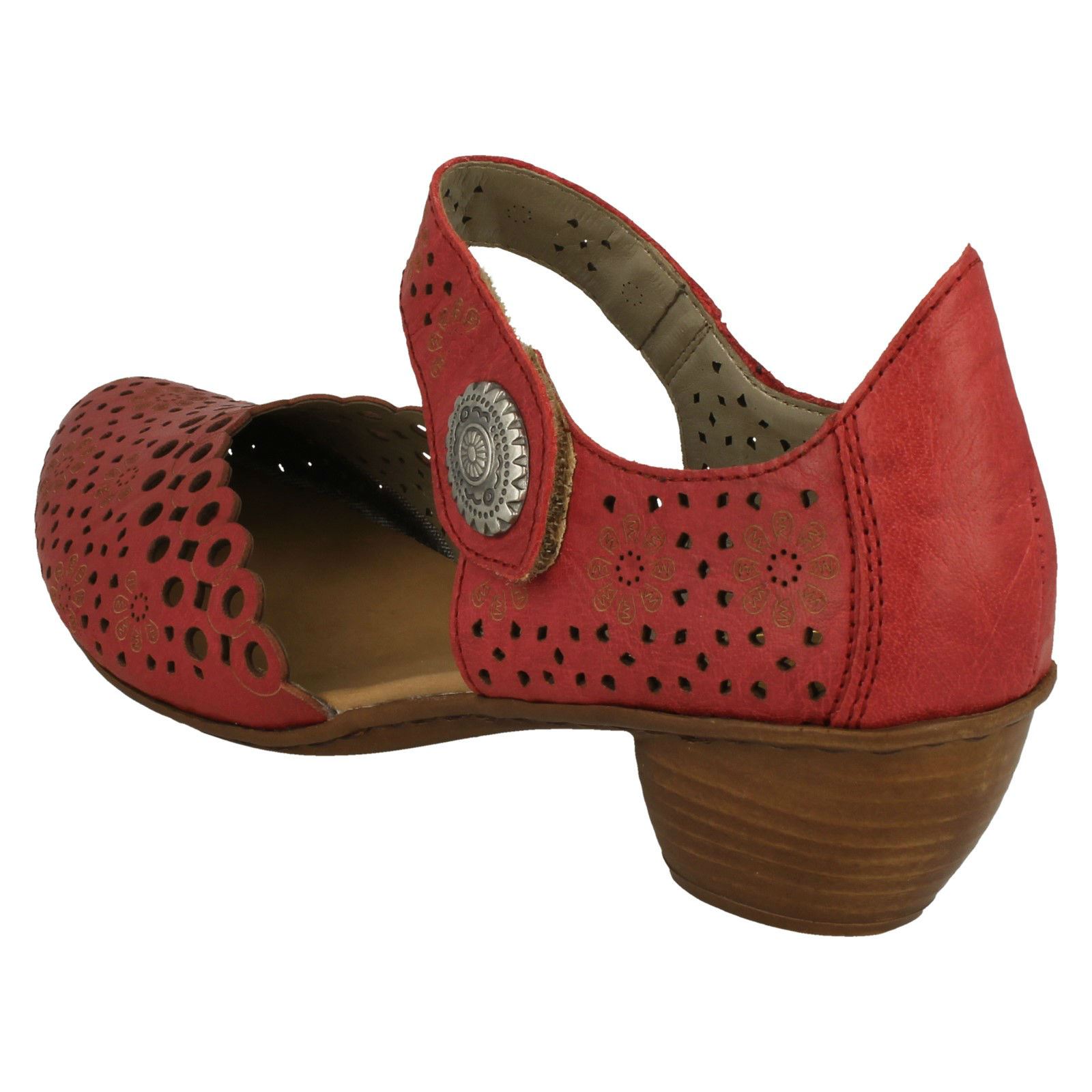 Ladies Rieker Stylish Punched Detailed Summer Shoes 43753 - Picture 22 of 64