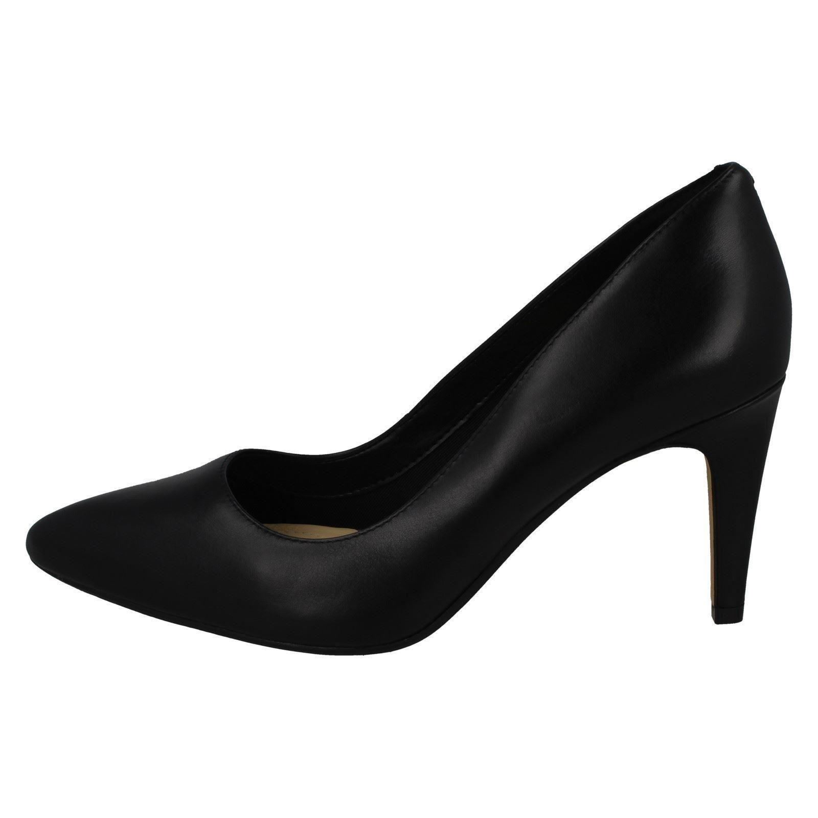 Damas Clarks Puntera Redondada Inteligentes Sin Cordones Cuero Corte Zapatos Laina Rae - Imagen 3 de 19
