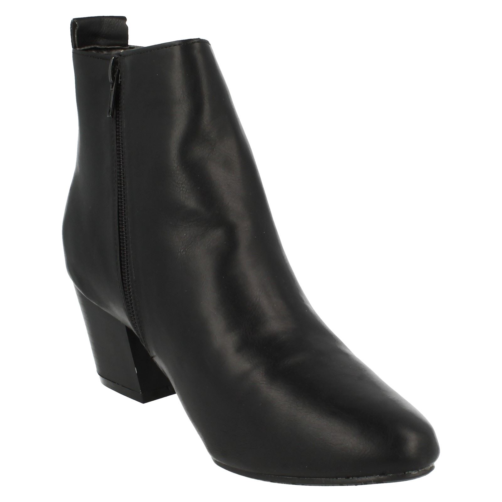Ladies Spot On Plain Heeled *Ankle Boots* - Picture 5 of 28