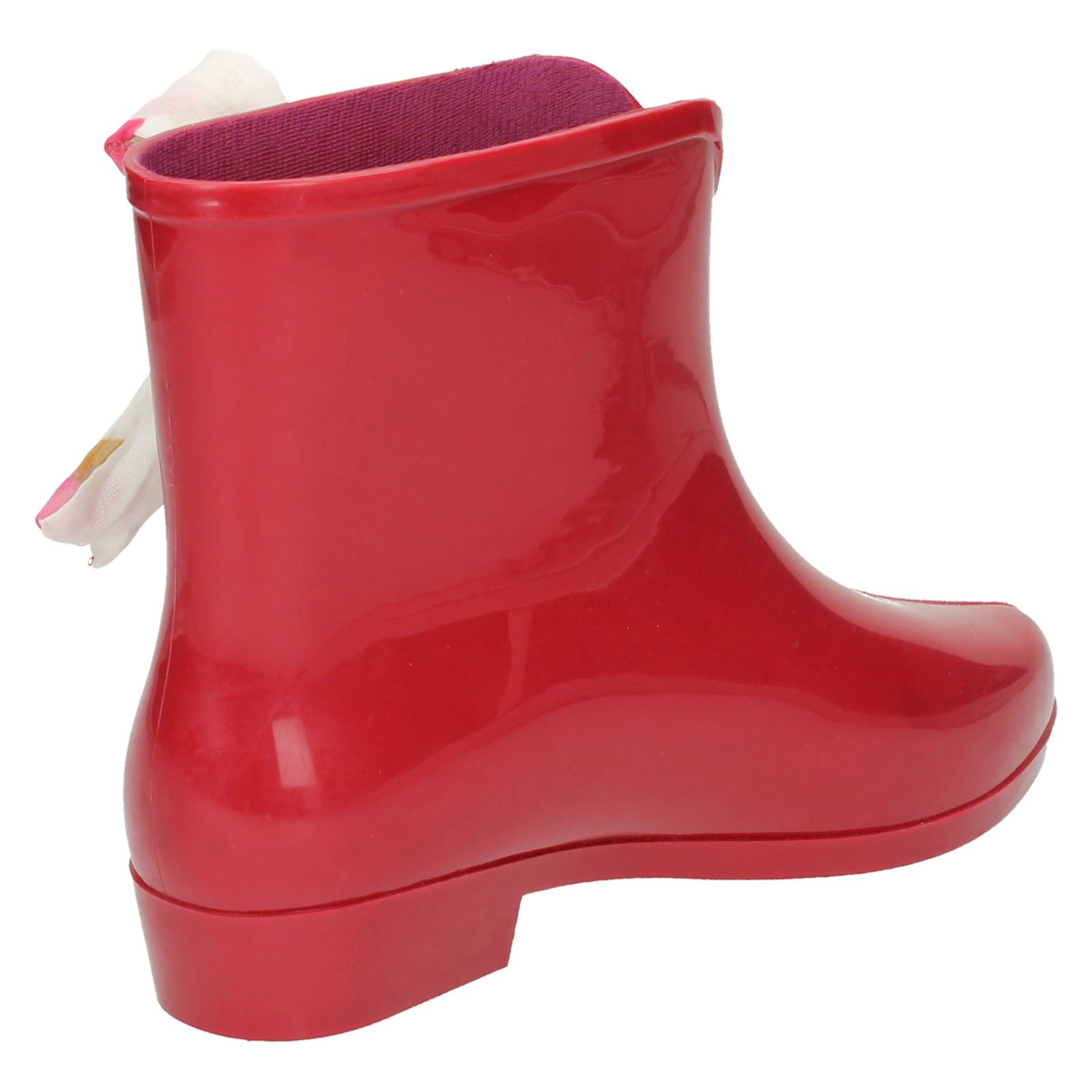 Ladies Spot On Tied Bow Detail Ankle 'Wellington Boots' - Picture 33 of 46