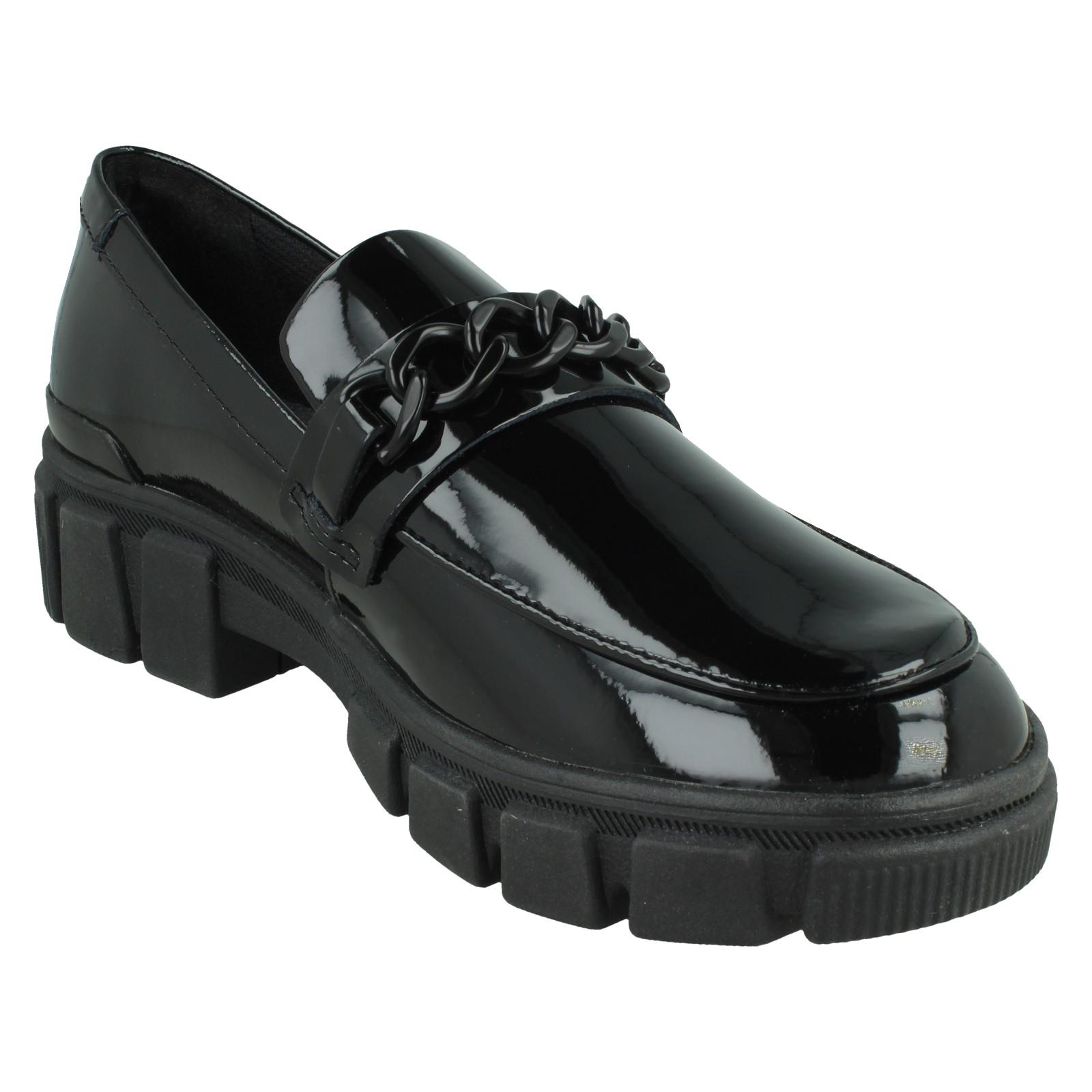 Girls Clarks Leather / Patent Chunky Sole School Shoes Evyn Walk Y - Picture 8 of 19