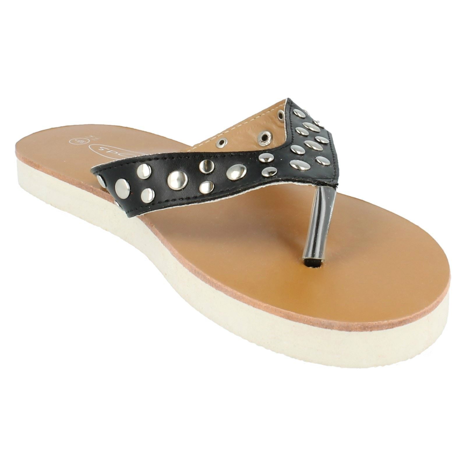 Ladies Spot On Open Back Thong Strap Sandals | eBay