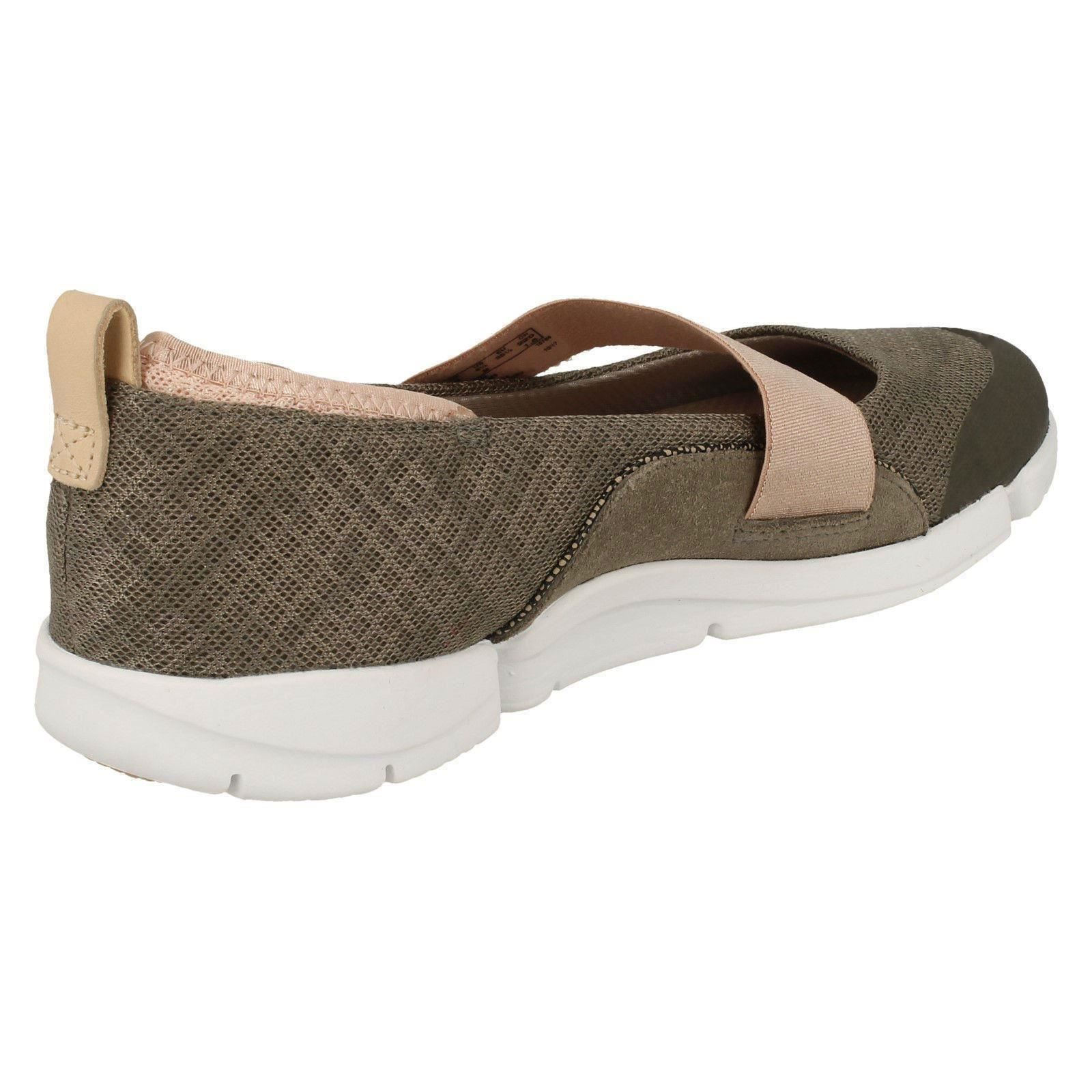 Ladies Clarks Tri Allie Black Khaki Or Pink Leather /& Textile Casual Shoes