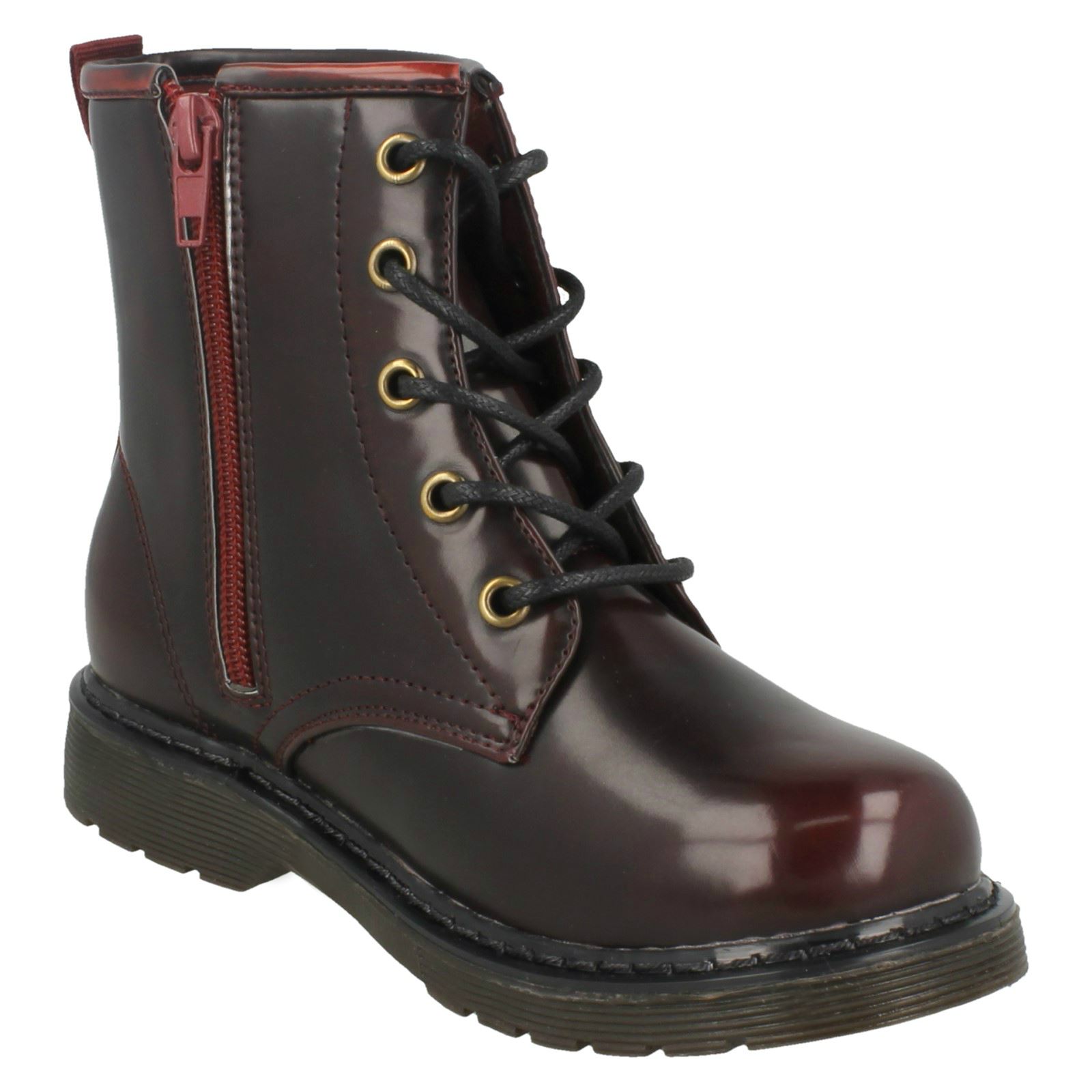 Girls Spot On Low Heel Lace Up Ankle Boots - Picture 17 of 19