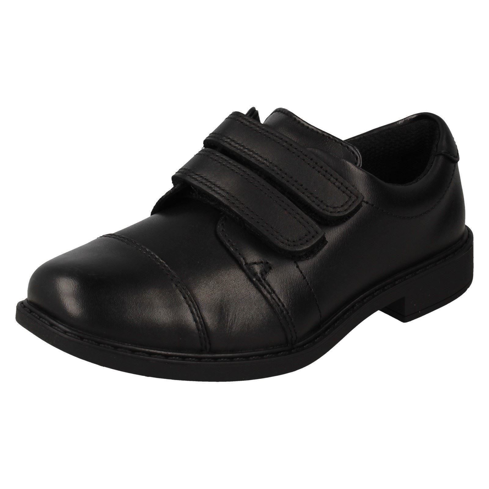 Boys Clarks Smart Leather Riptape Fastening Formal School Shoes Scala Skye - Picture 2 of 10