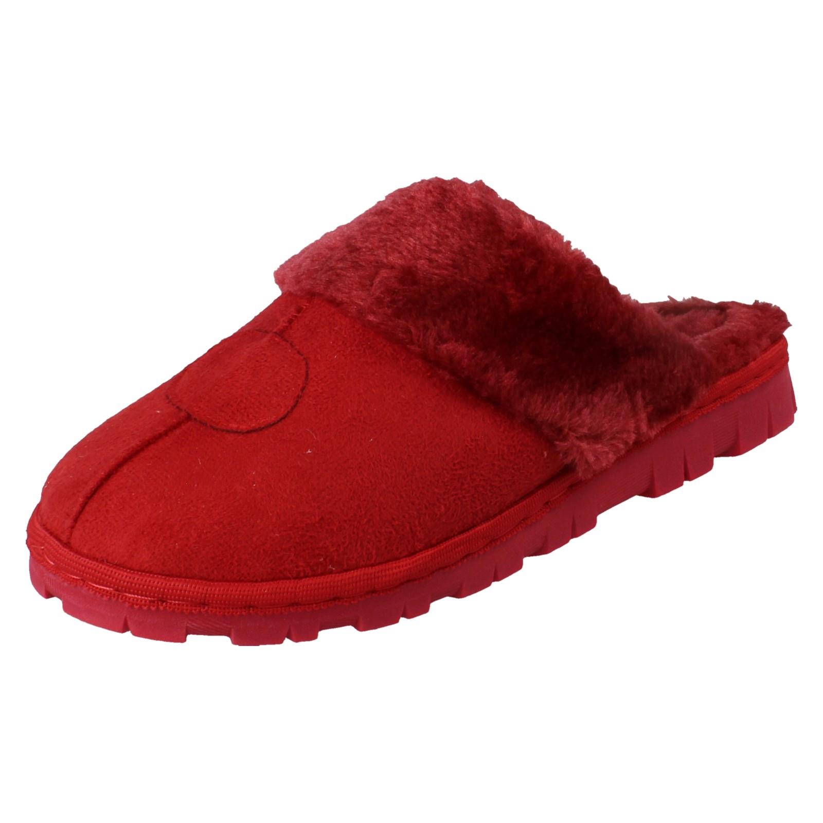 Mujer Spot On Mula Piel Sintética Forrado sin Cordones Ropa Cómoda Pantuflas - Imagen 11 de 46