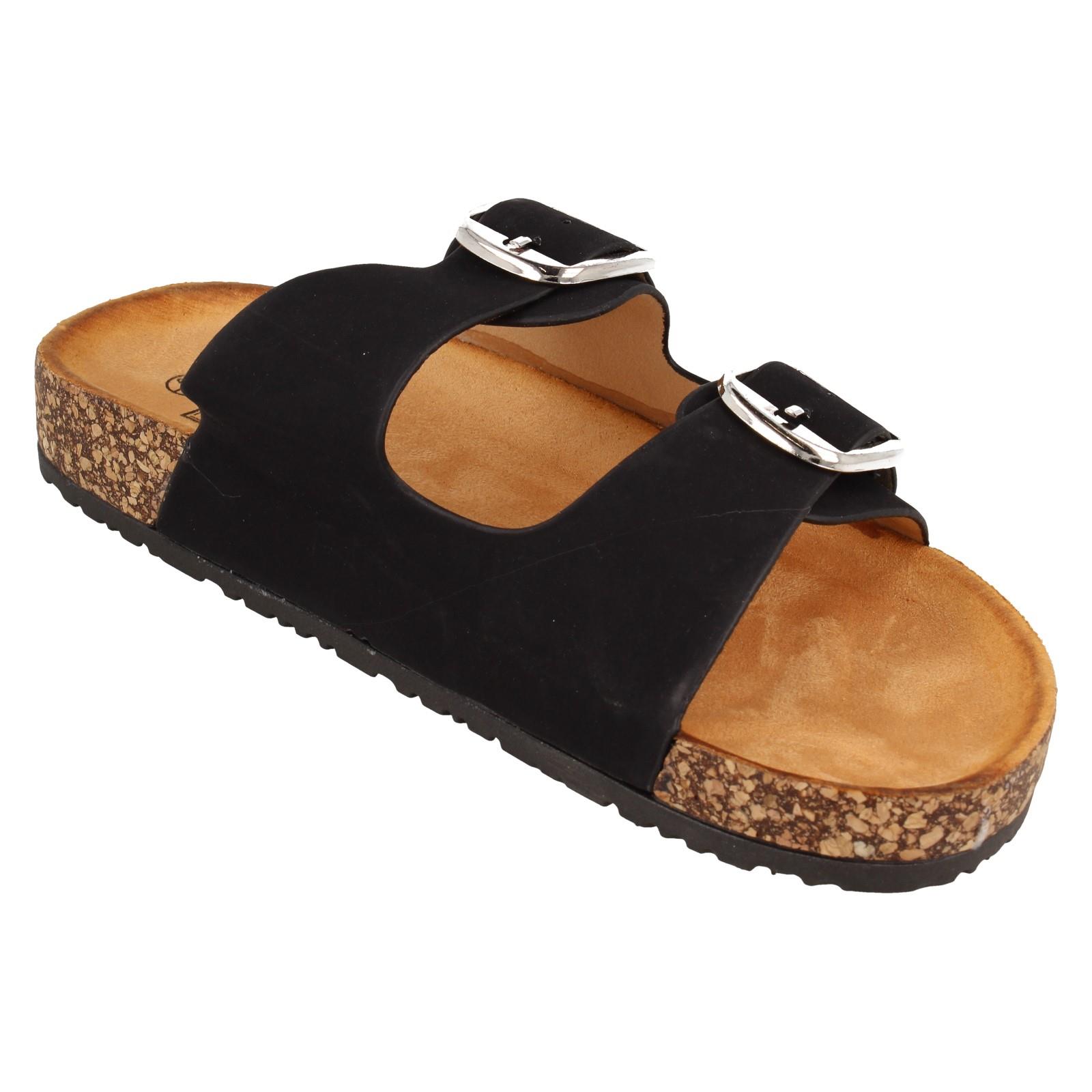 Ladies Down to Earth Low Flatform Dual Buckle Mule Sandal 'F1R2090' - Picture 3 of 46