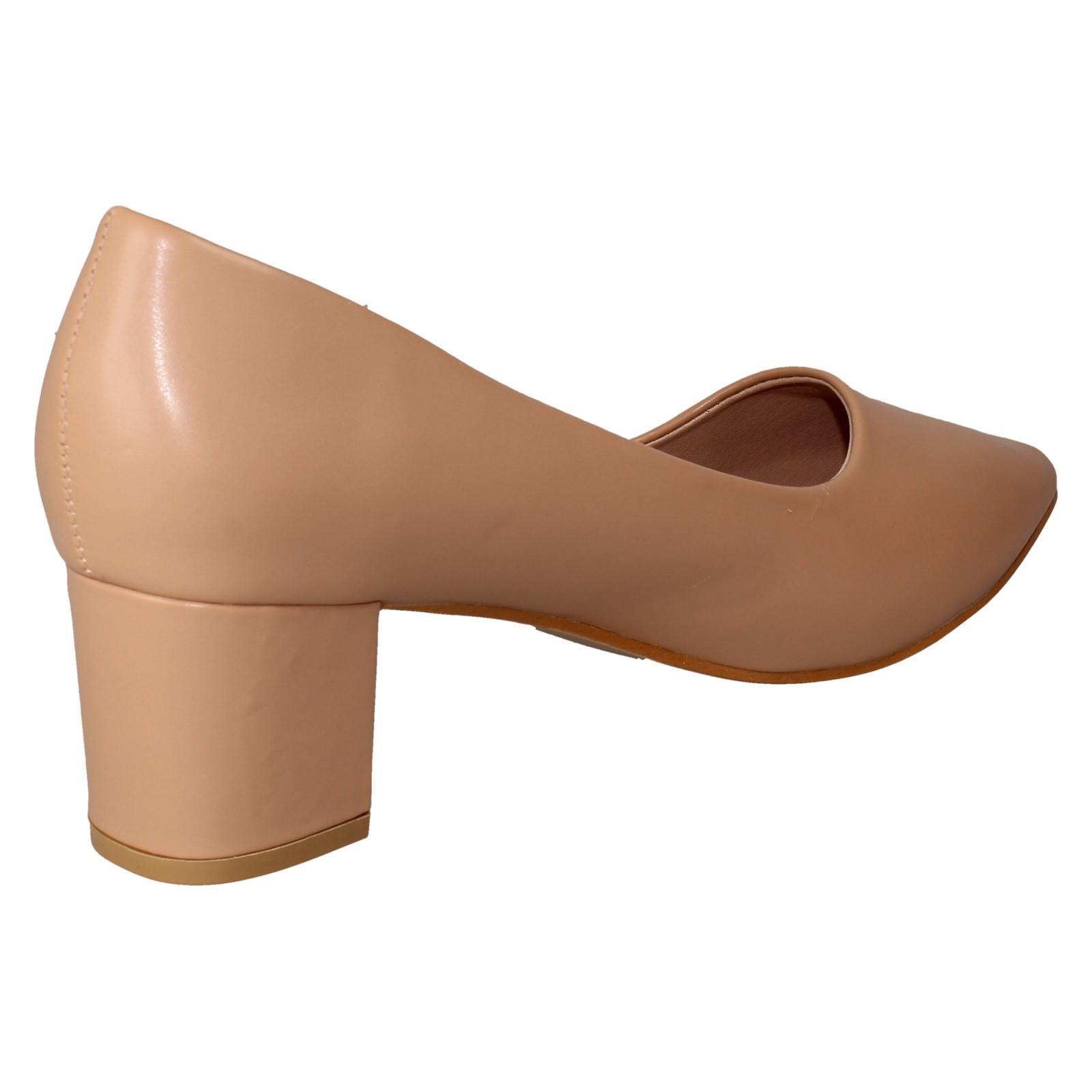 Ladies Spot On Mid Block Heel Pointed Toe Court Shoes F90127 - Picture 18 of 28