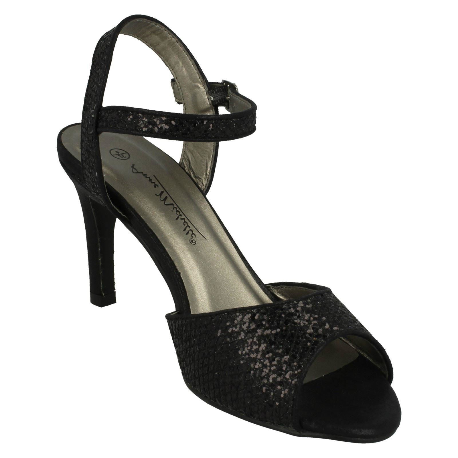 Anne Michelle Ladies Glitter Peep Toe Heels - Picture 8 of 28