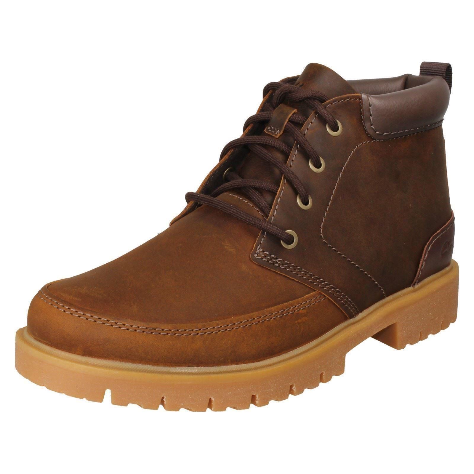 Mens Clarks Leather Lace Up Ankle Boots Rossdale Mid - Picture 2 of 19
