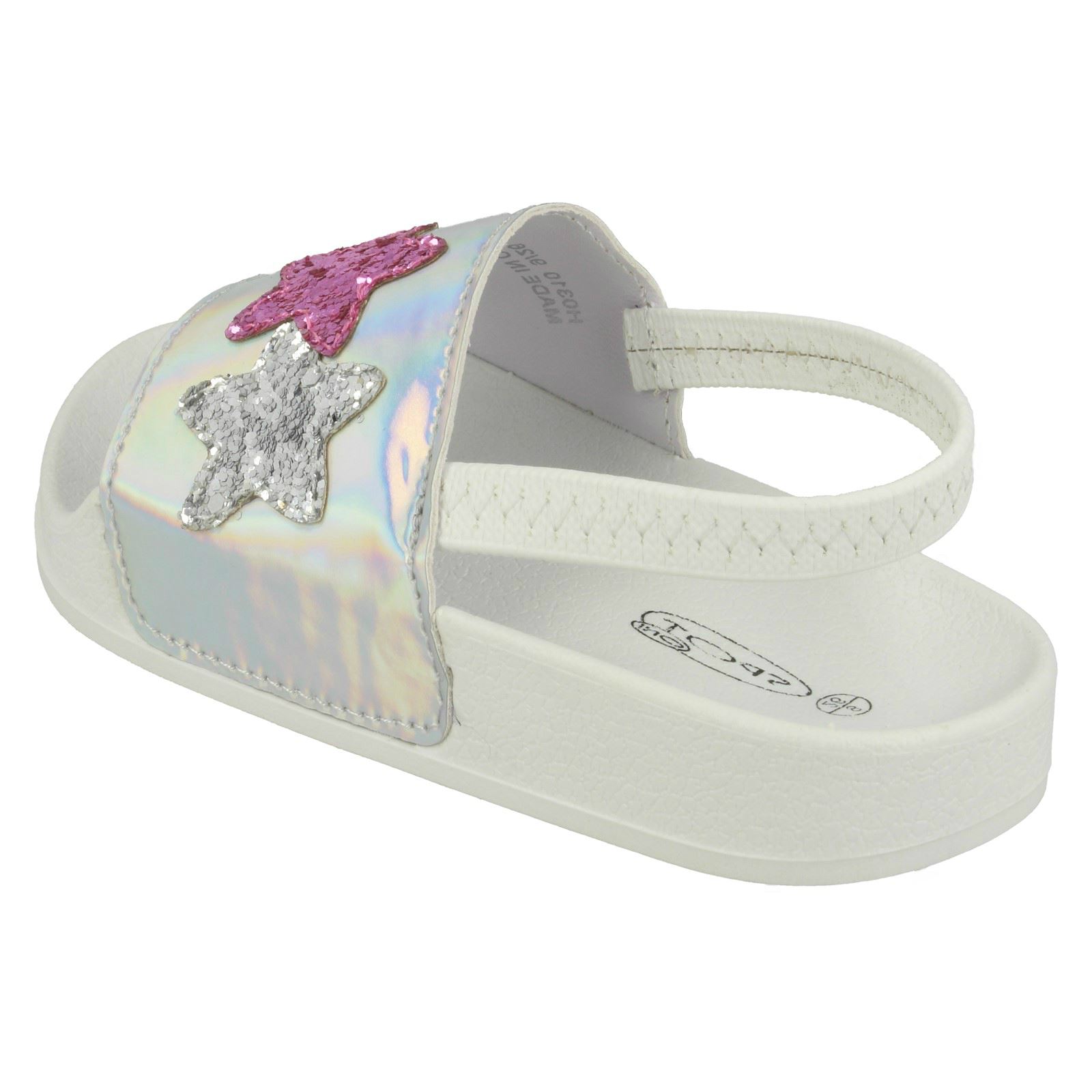 Girls Spot On Slingback Sliders 'With Glitter Star Design' - Picture 13 of 19
