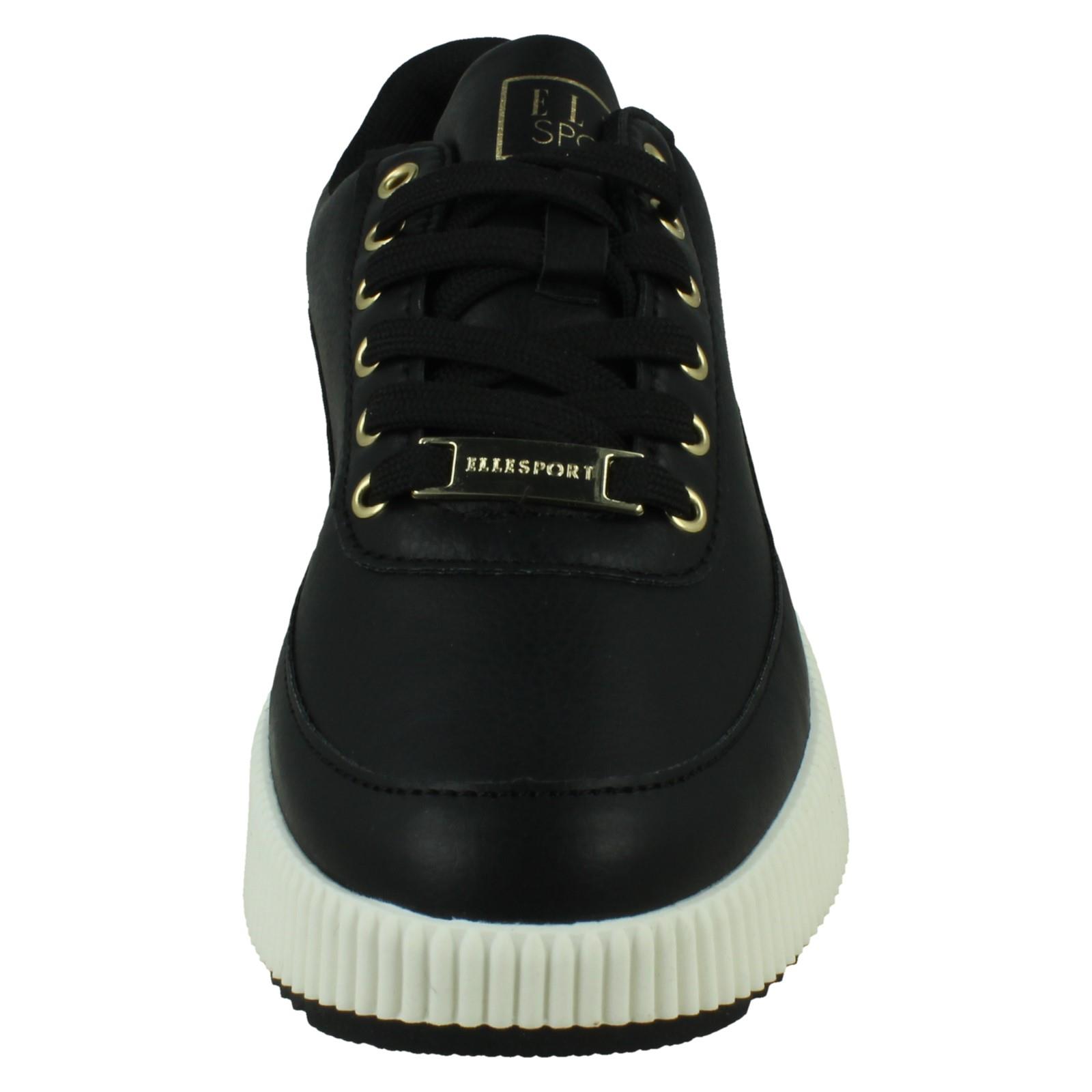 Mujer Elle Sport Cordones Blanco y Negro Informal Zapatos Zapatillas Cuña - Imagen 9 de 10