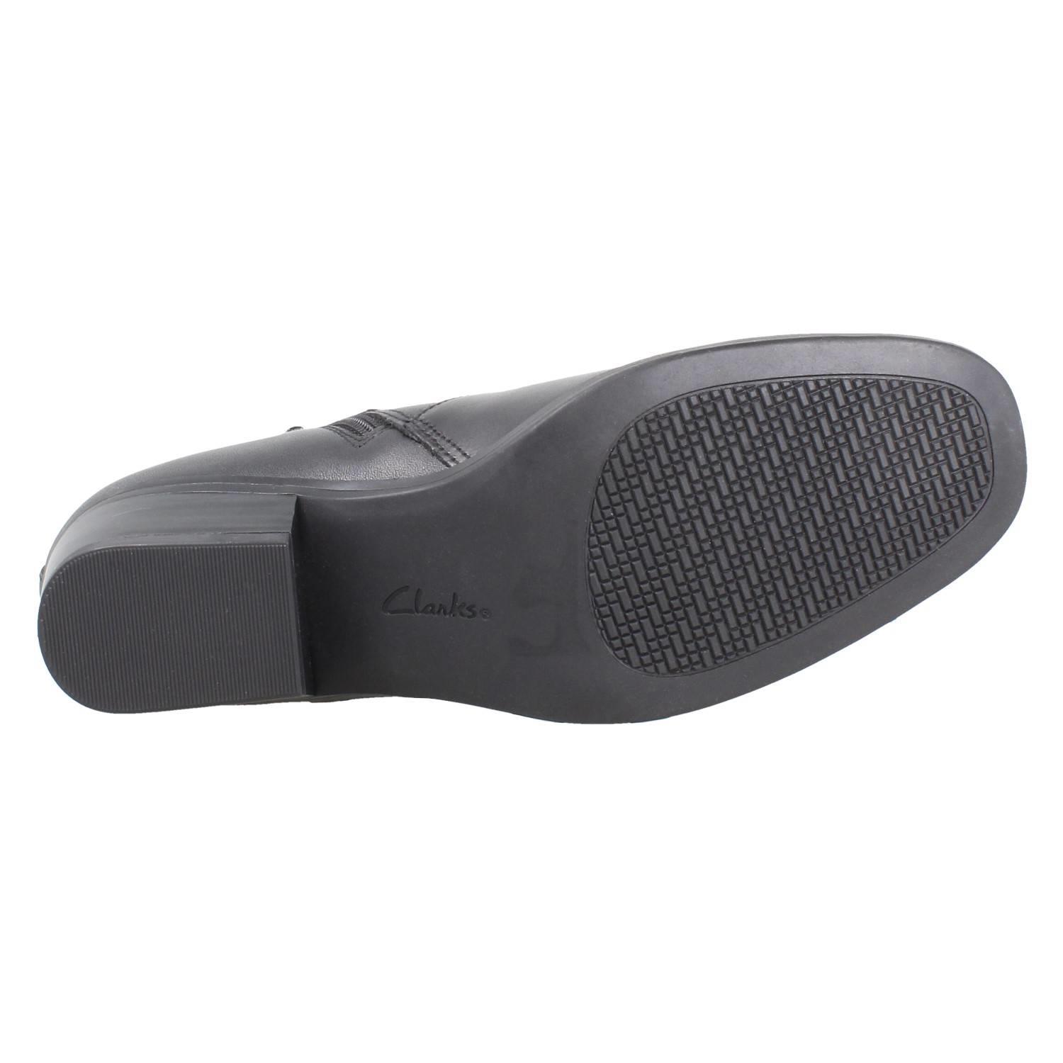 Femmes Clarks Bloc Talon Daim / Leather Smart Bottines Fermeture Éclair Danyelle - Picture 10 of 19