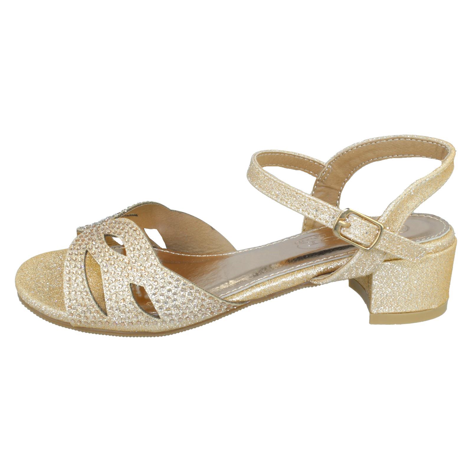 Girls Spot On Mid Heel Glitter Sandals - Picture 3 of 19