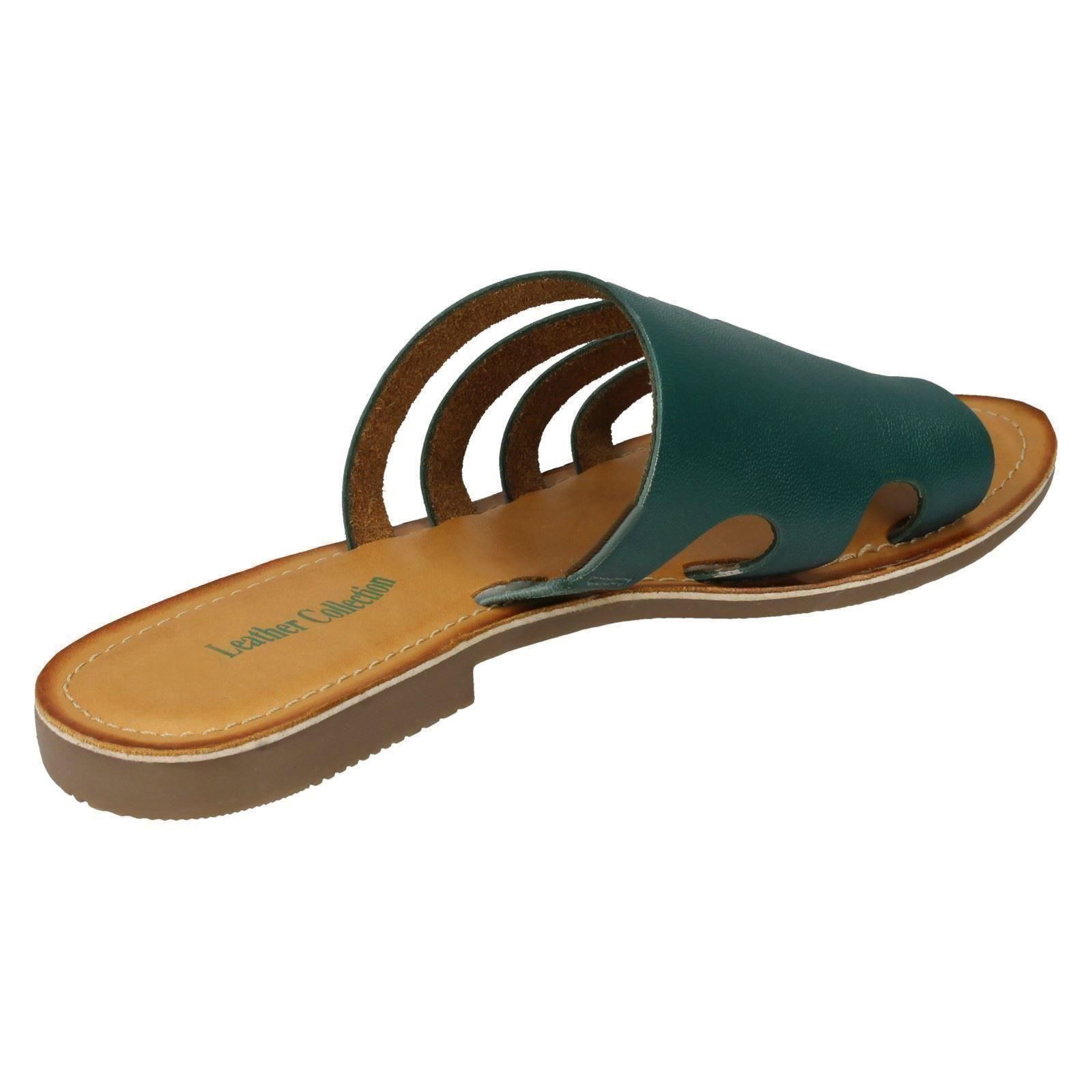 Damen Leder Kollektion Slipper Flache Riemchen Sandalen - Bild 25 von 46