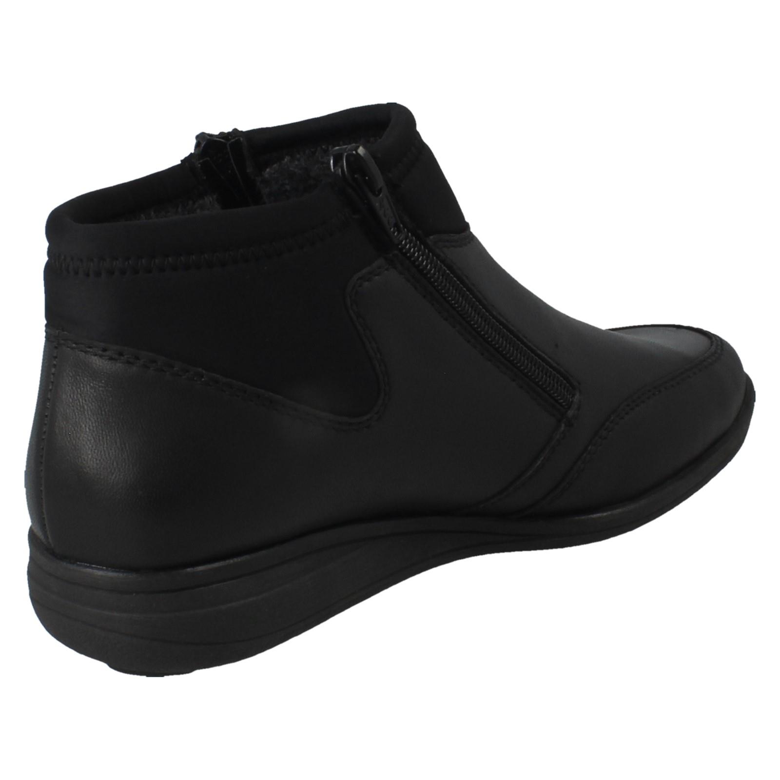 Ladies Rieker Extra Wide Fleece Lined Double Zip Ankle Boots *47270* - Picture 6 of 10