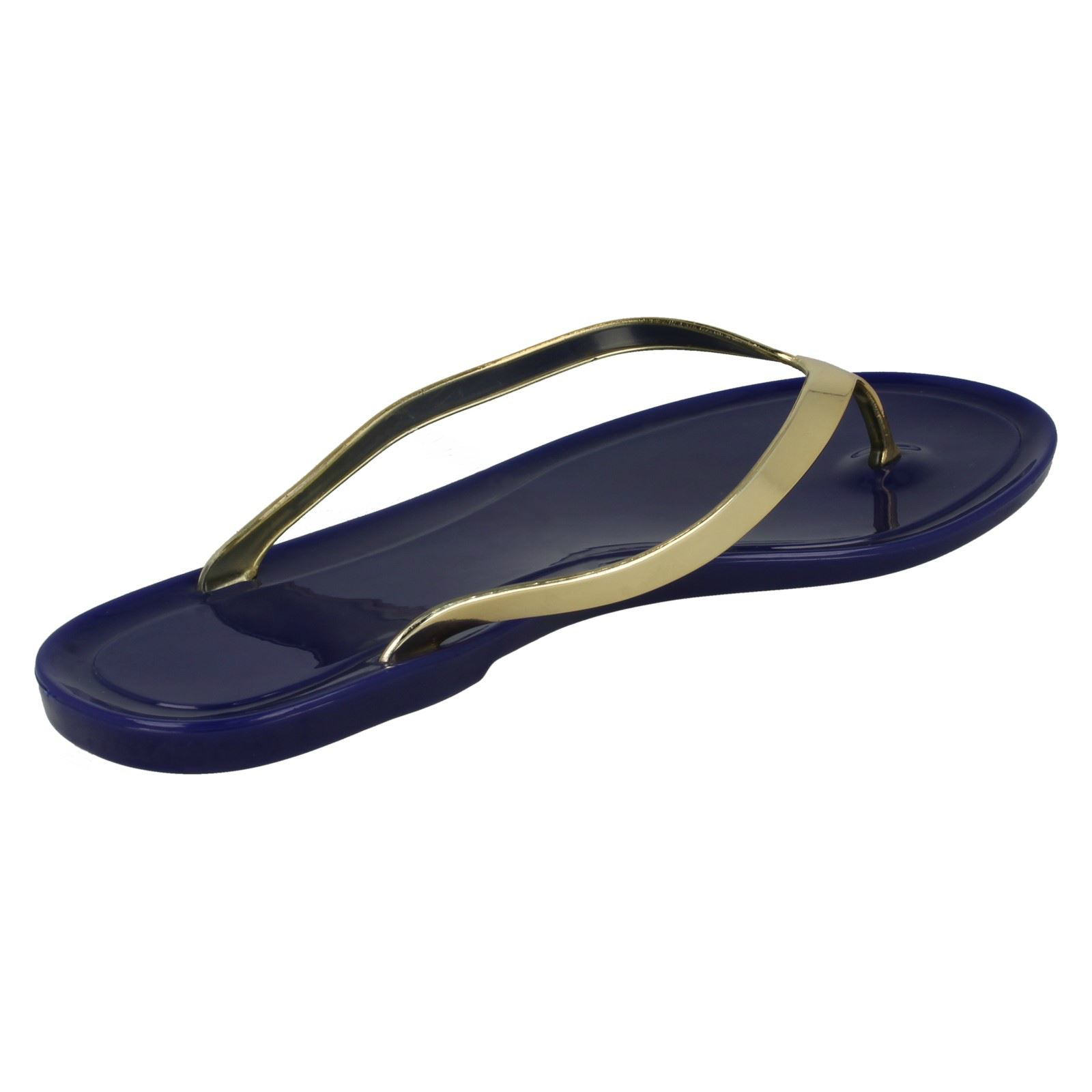 Damen Spot On flache metallische Zehenstegsandalen *Gelee * - Bild 10 von 28