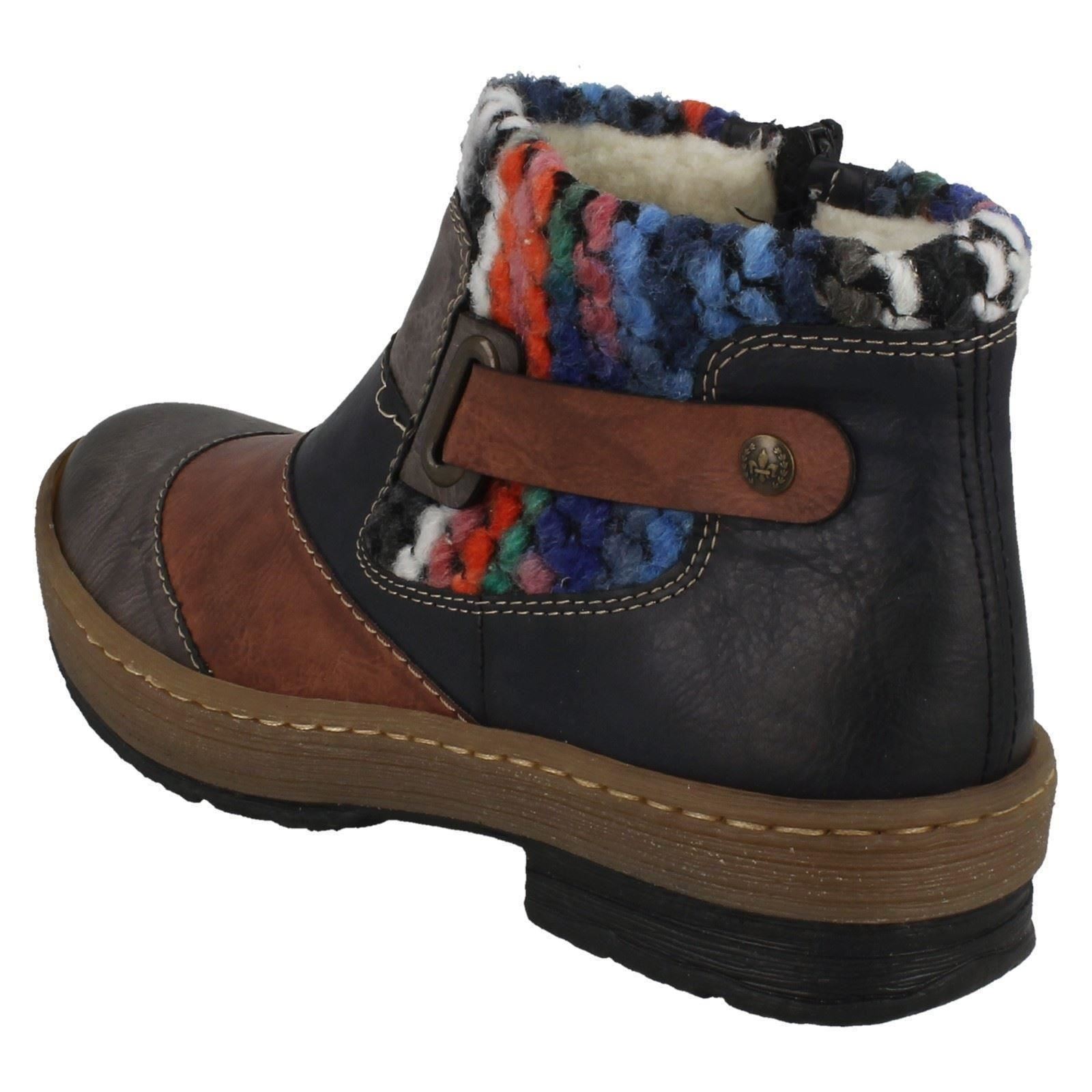 Z6782 Rieker Ladies Multi Warmlined brown Ankle Boots TxU4q